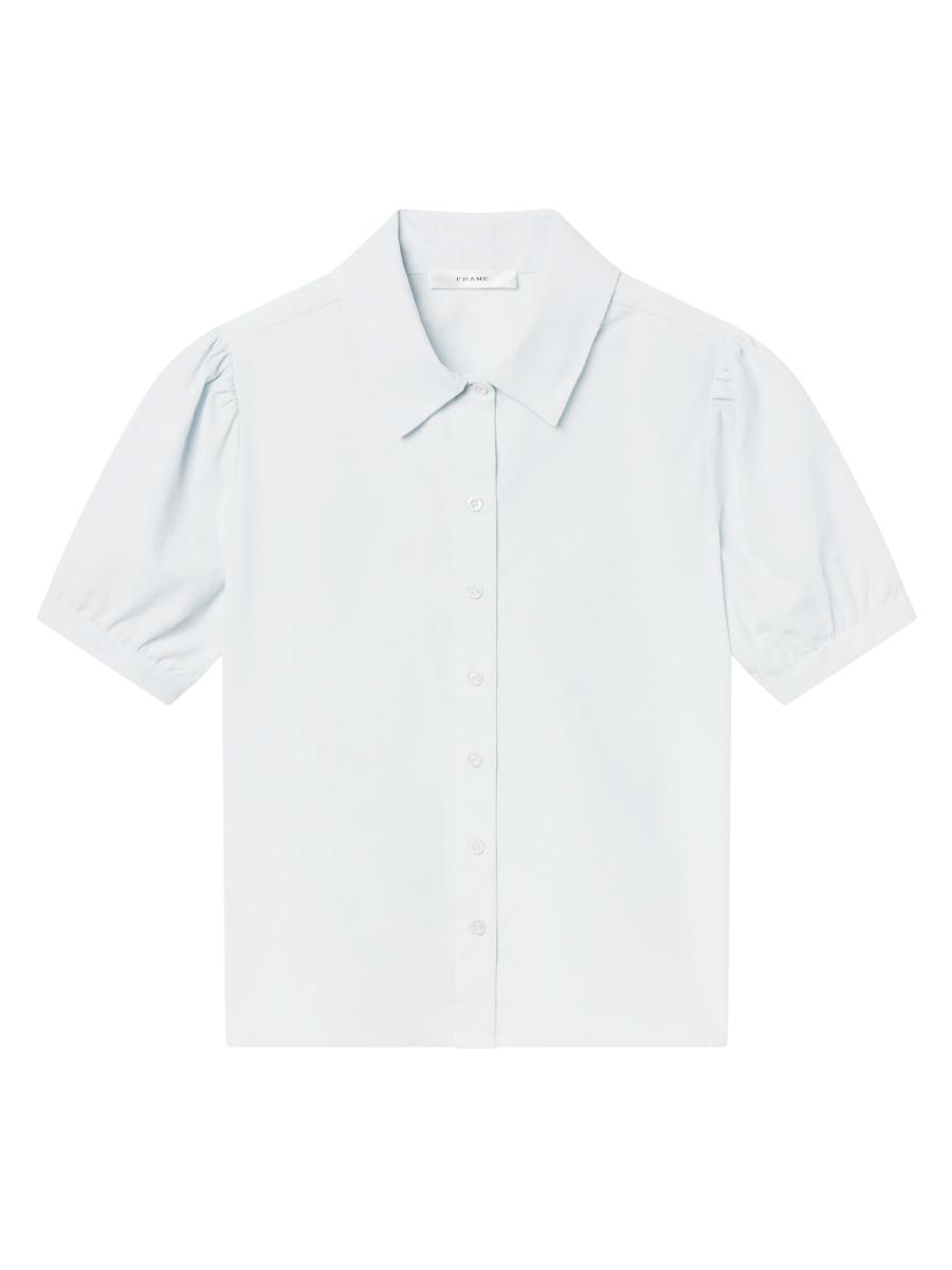 Frame Women's The Cord Staple Puff-sleeve Blouse In Blue