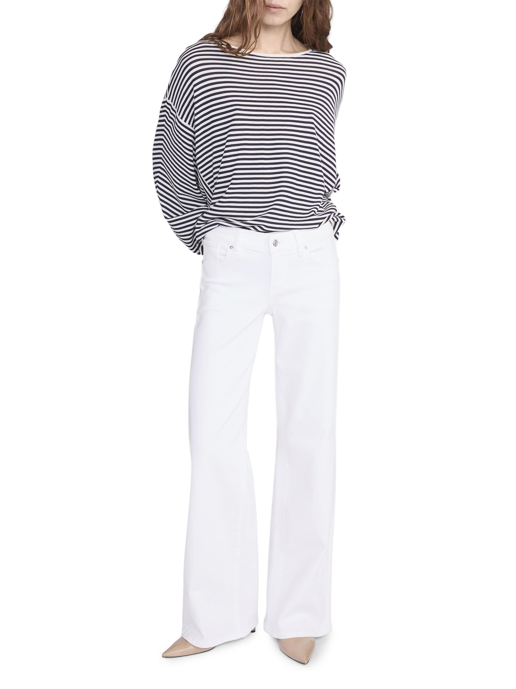 FRAME Women's Le Slim Palazzo Mid-Rise Jeans - White