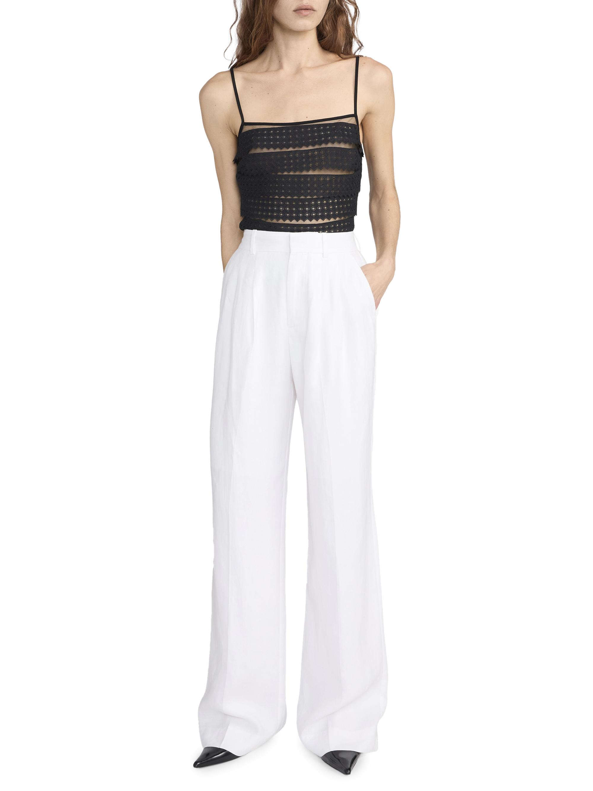 FRAME Women's The Linen-Blend Trousers - White