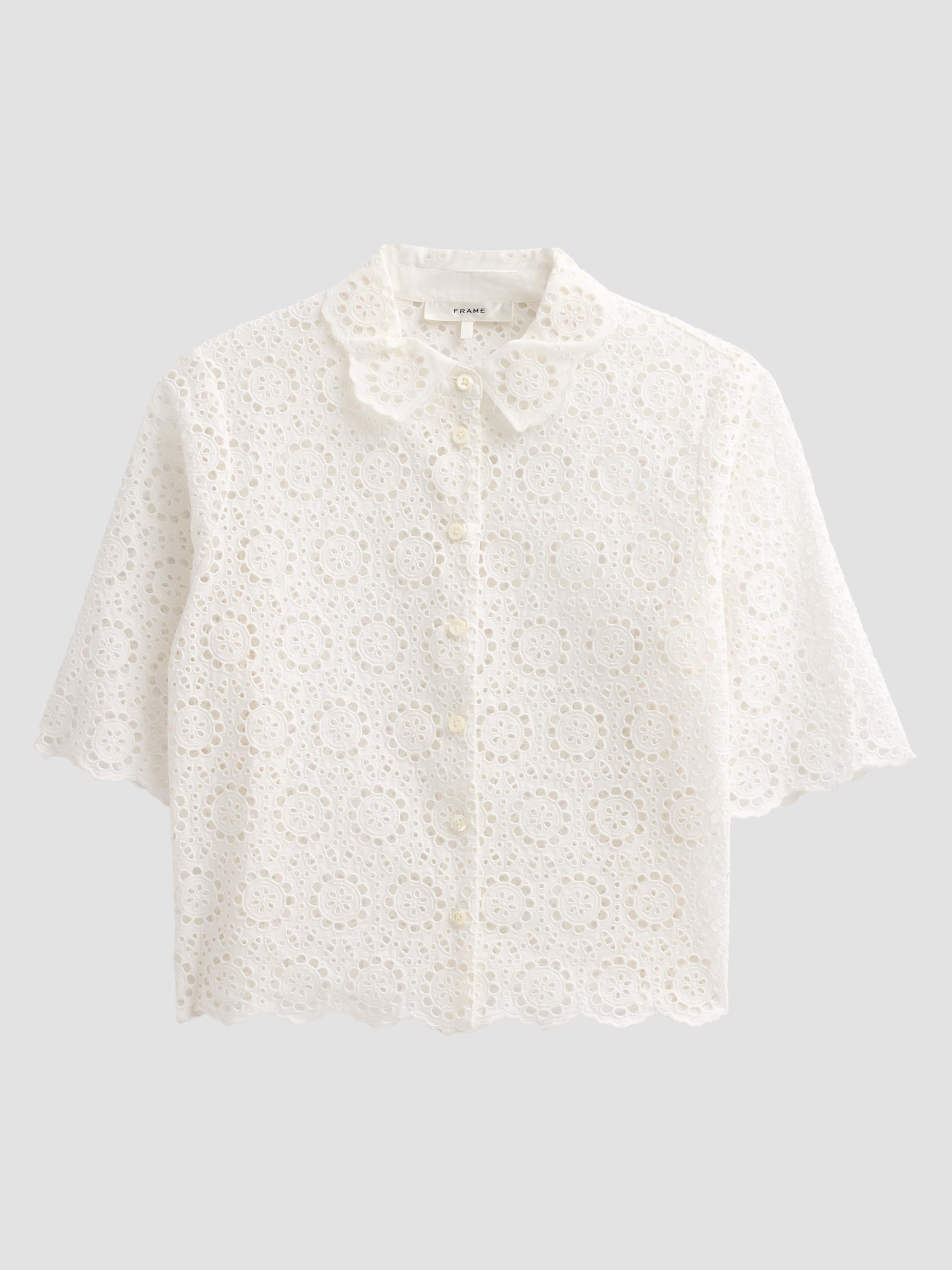 FRAME Women's The Petal Eyelet Cotton Shirt - White