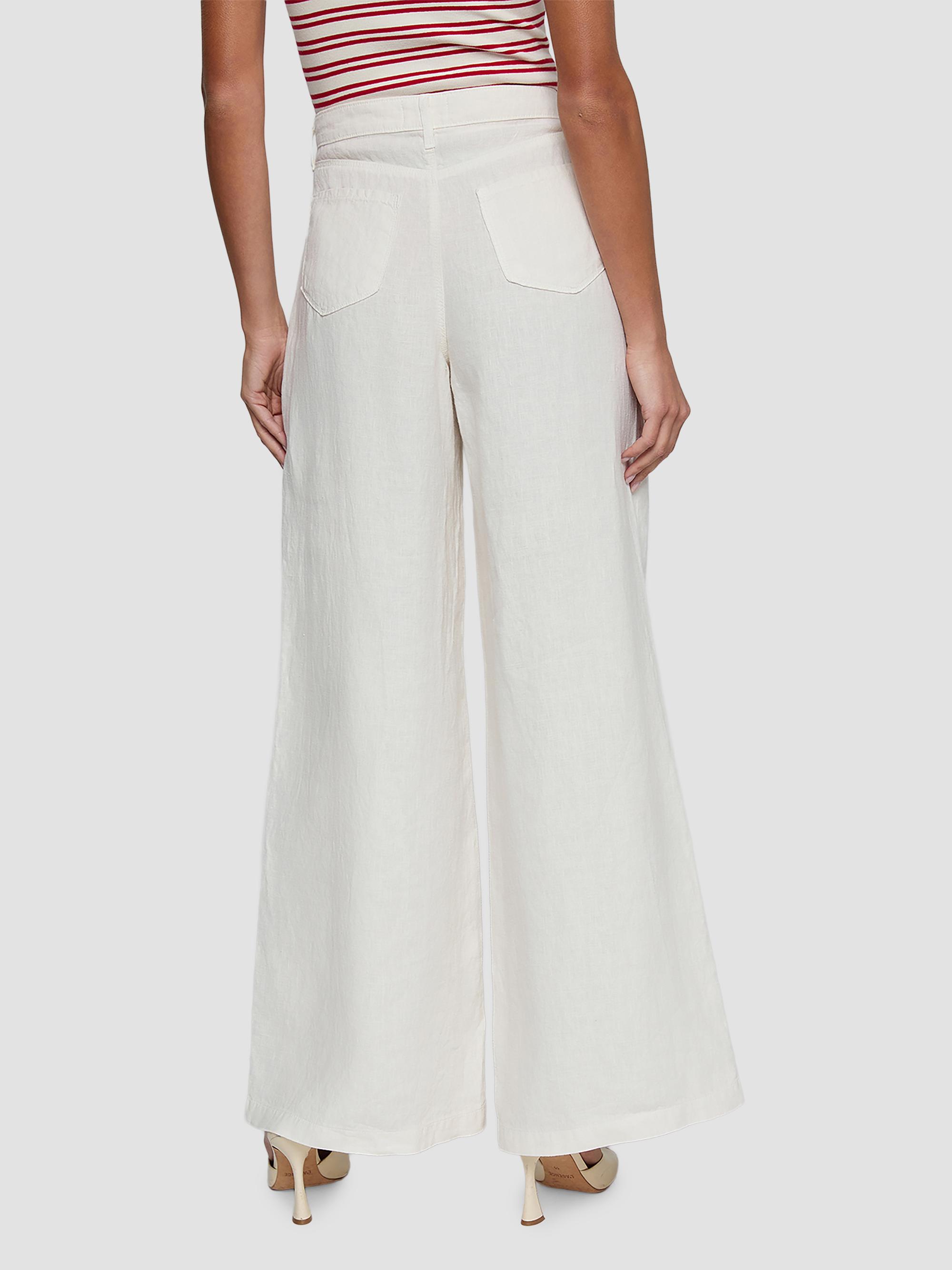 L'AGENCE Women's Amara Linen High-Rise Wide-Leg Pants - Vintage White | Thumbnail 3