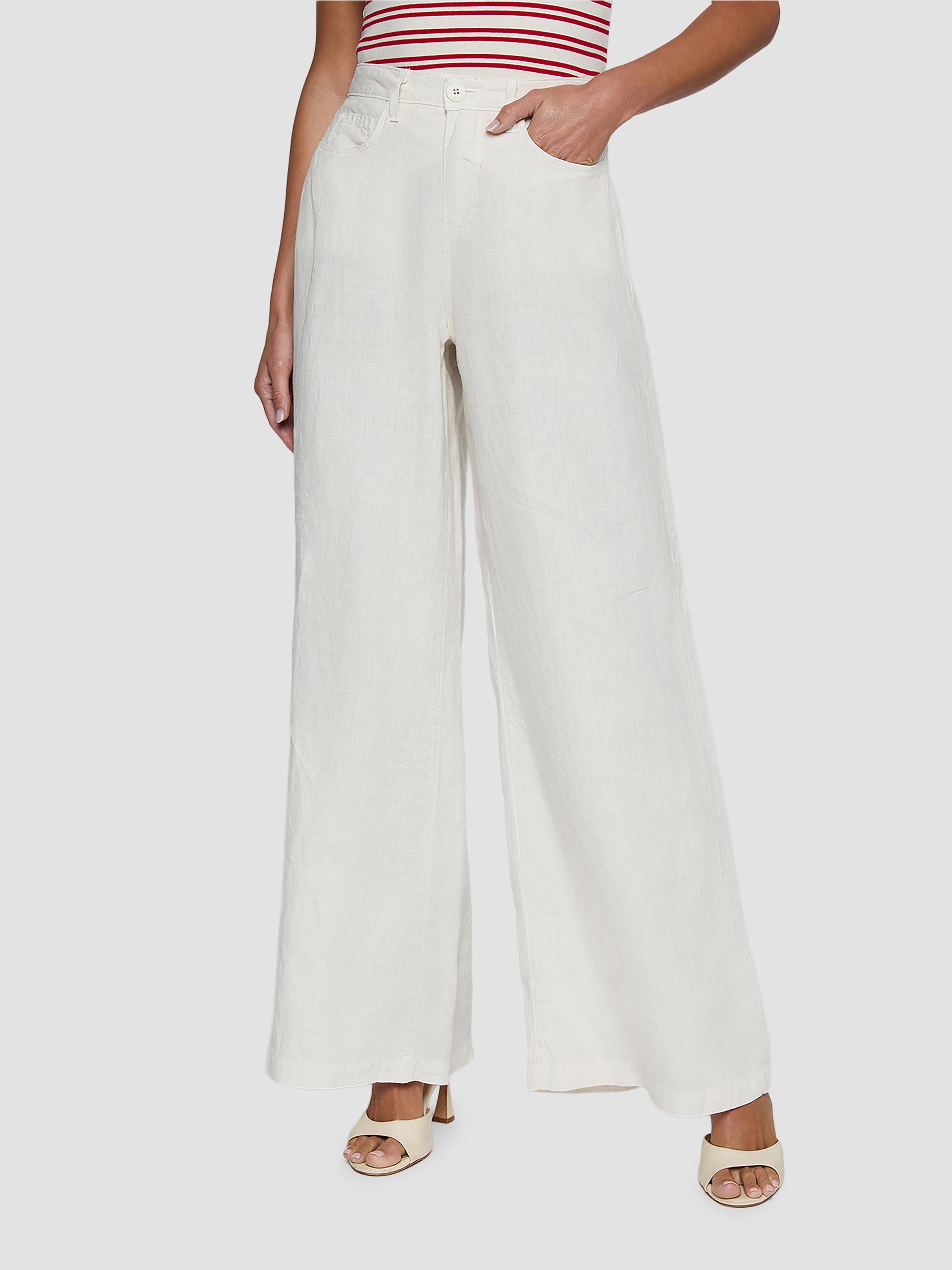 L'AGENCE Women's Amara Linen High-Rise Wide-Leg Pants - Vintage White | Thumbnail 4