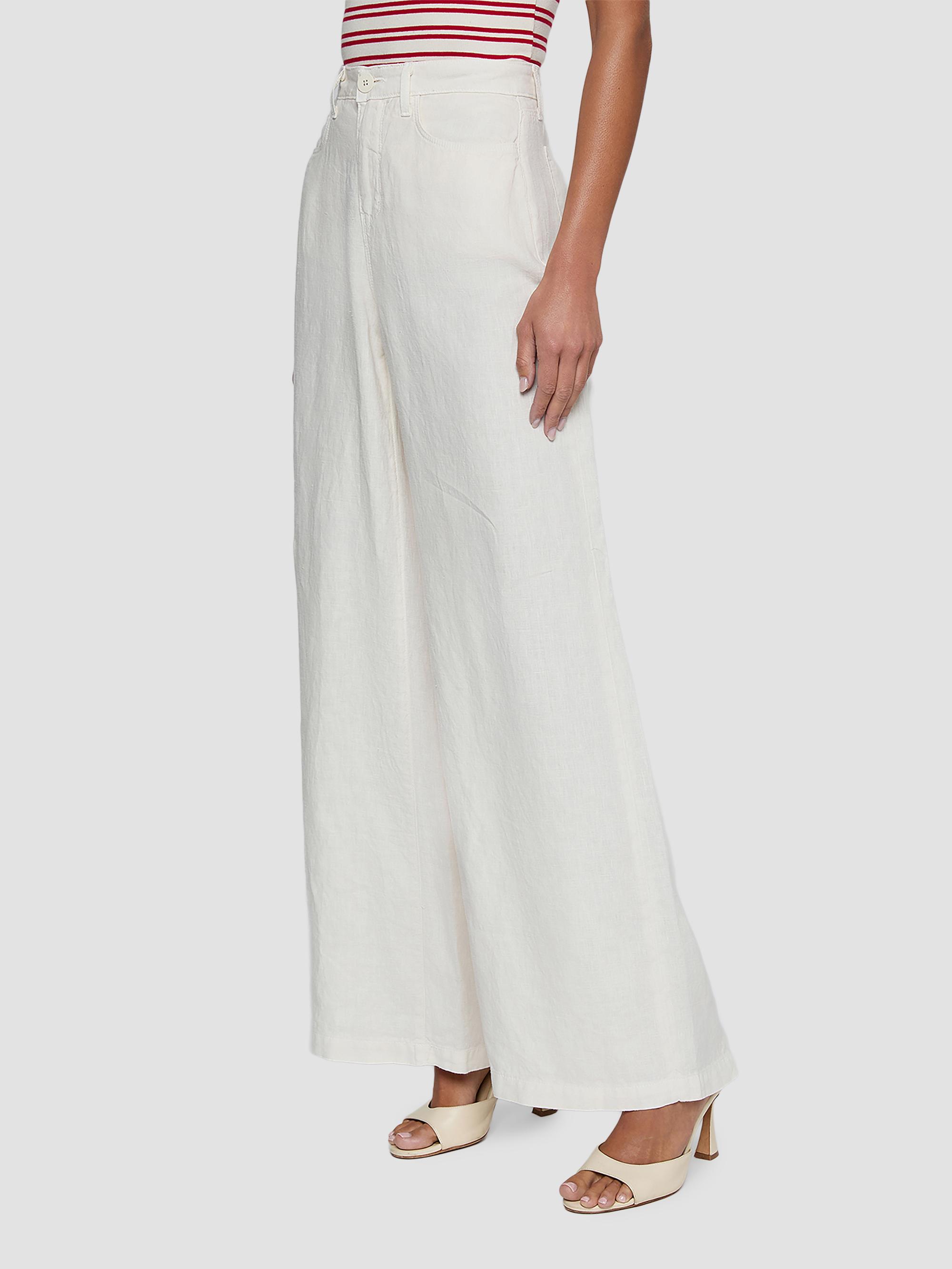 L'AGENCE Women's Amara Linen High-Rise Wide-Leg Pants - Vintage White | Thumbnail 5