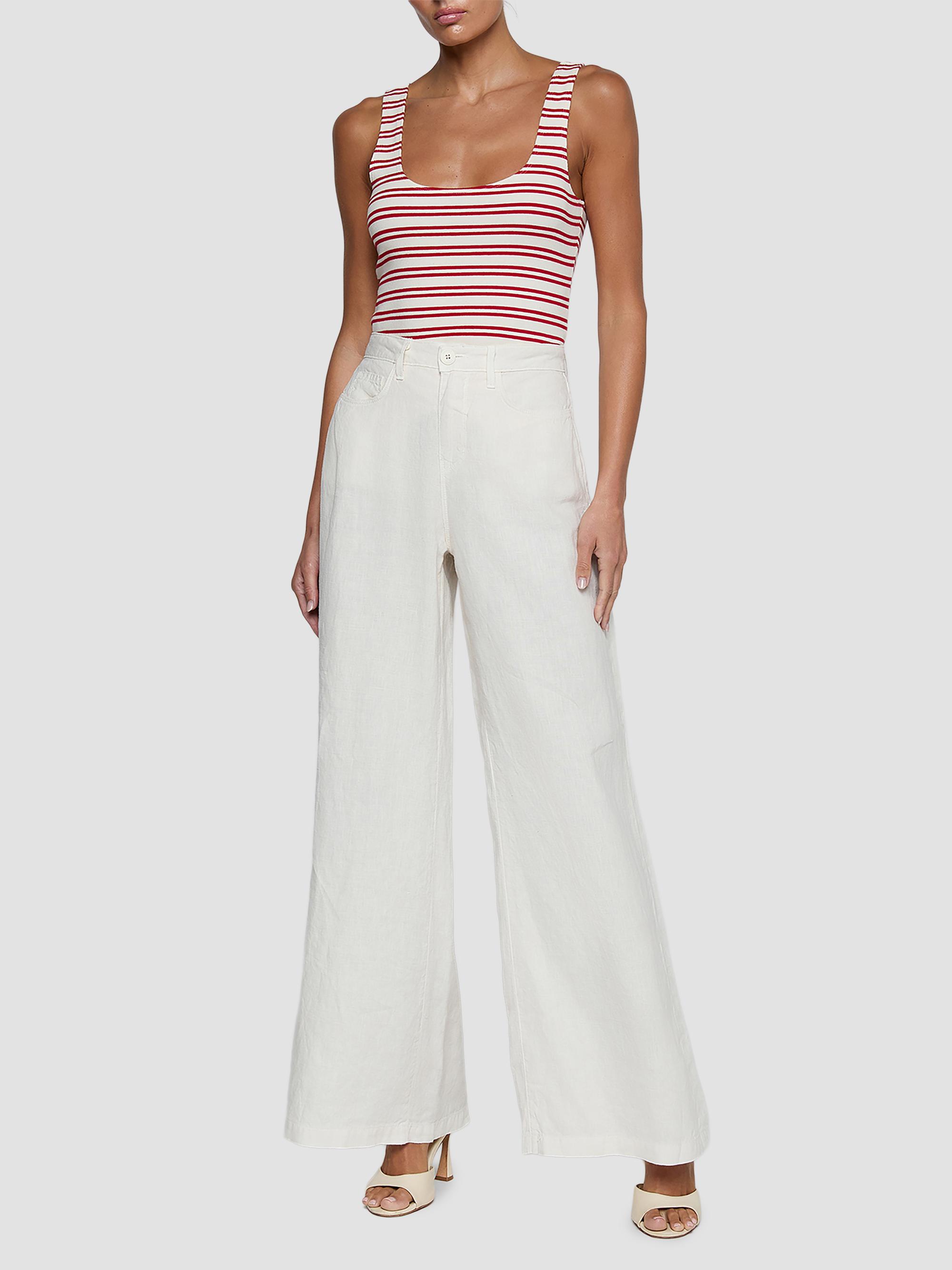 L'AGENCE Women's Amara Linen High-Rise Wide-Leg Pants - Vintage White | Thumbnail 2