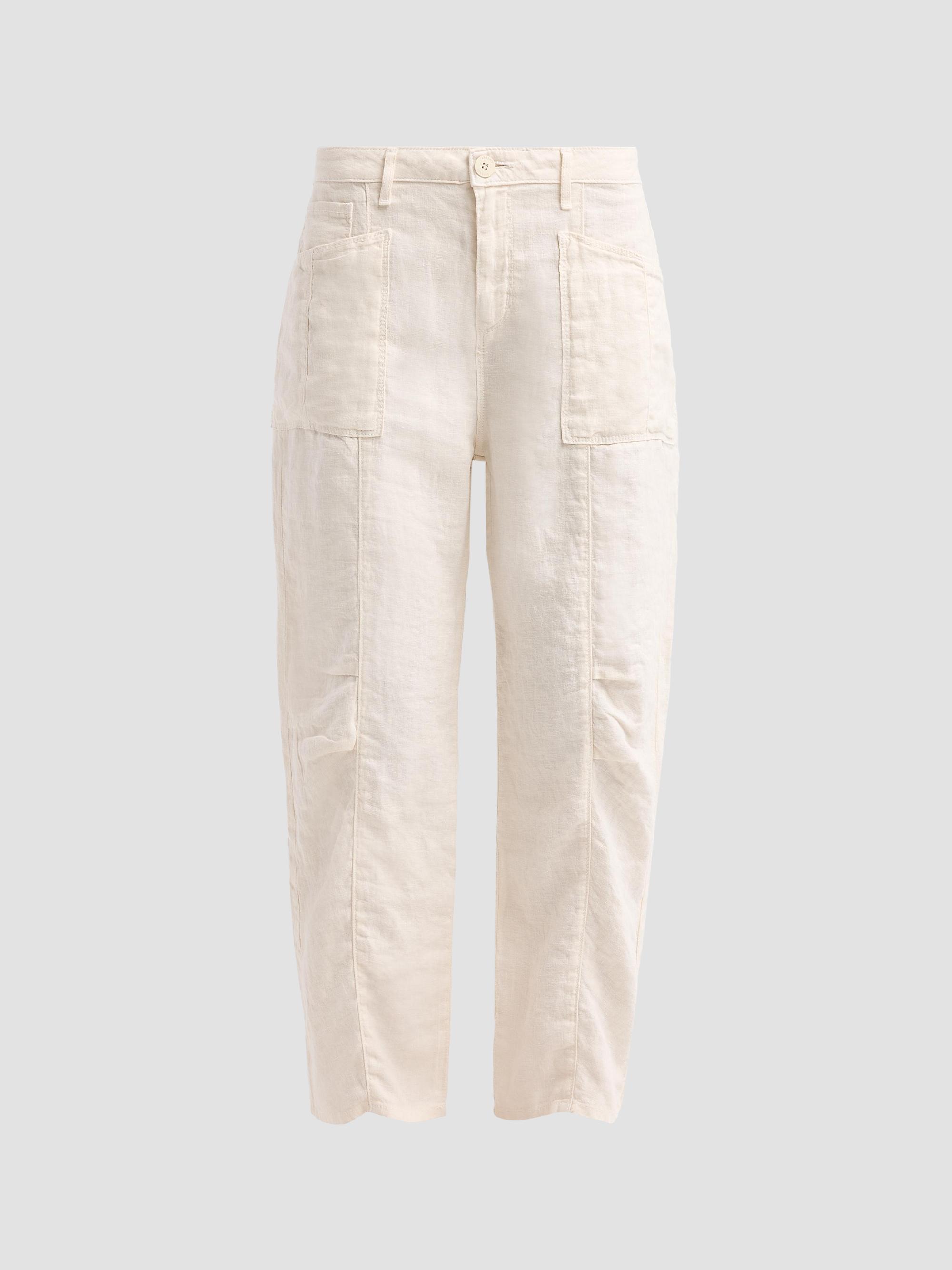 L'AGENCE Women's Cody Rodeo Linen High-Rise Barrel Pants - Vintage White | Thumbnail 6