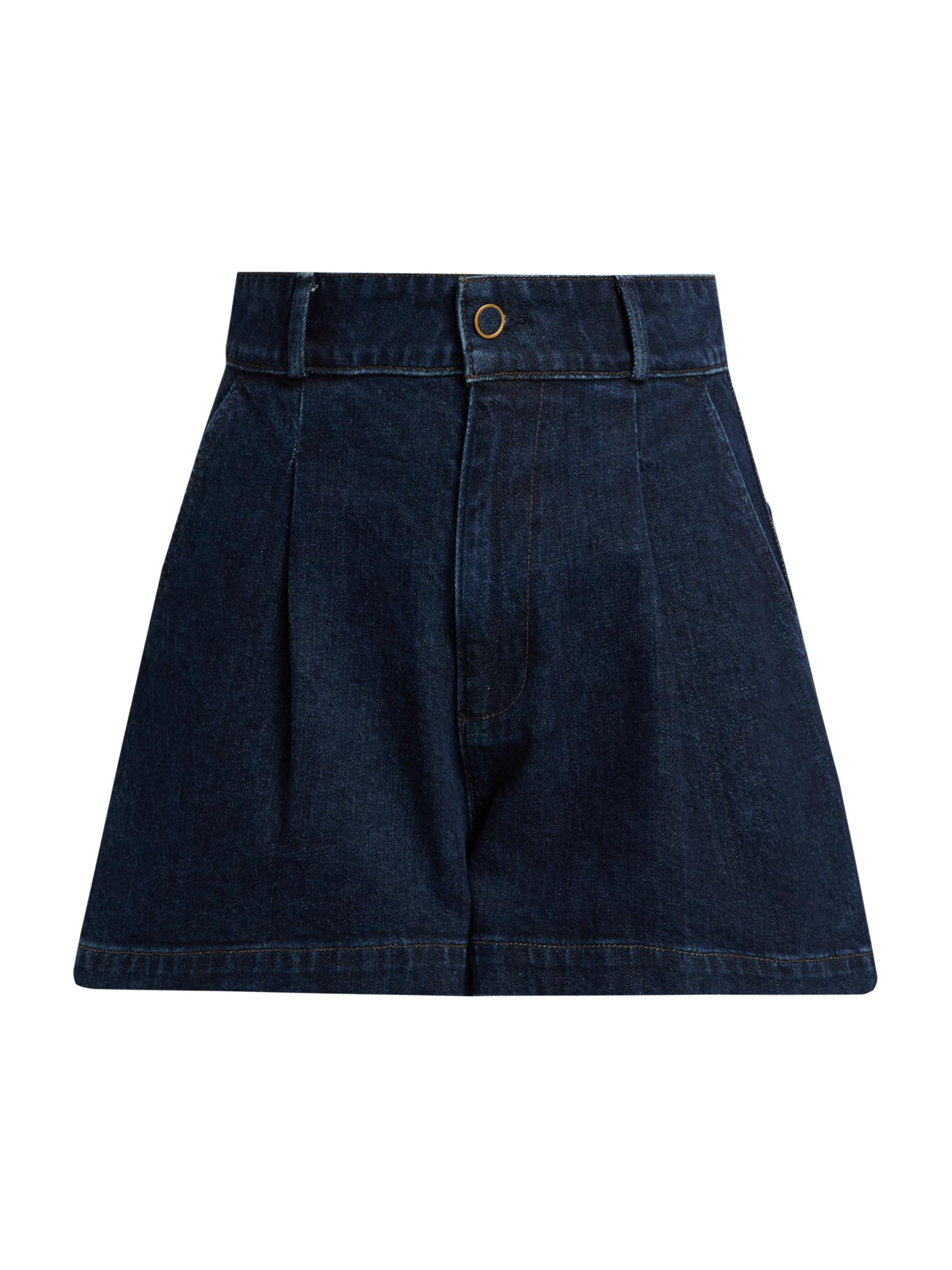 Paige Women's Camille Pleated Denim Shorts - Ballast