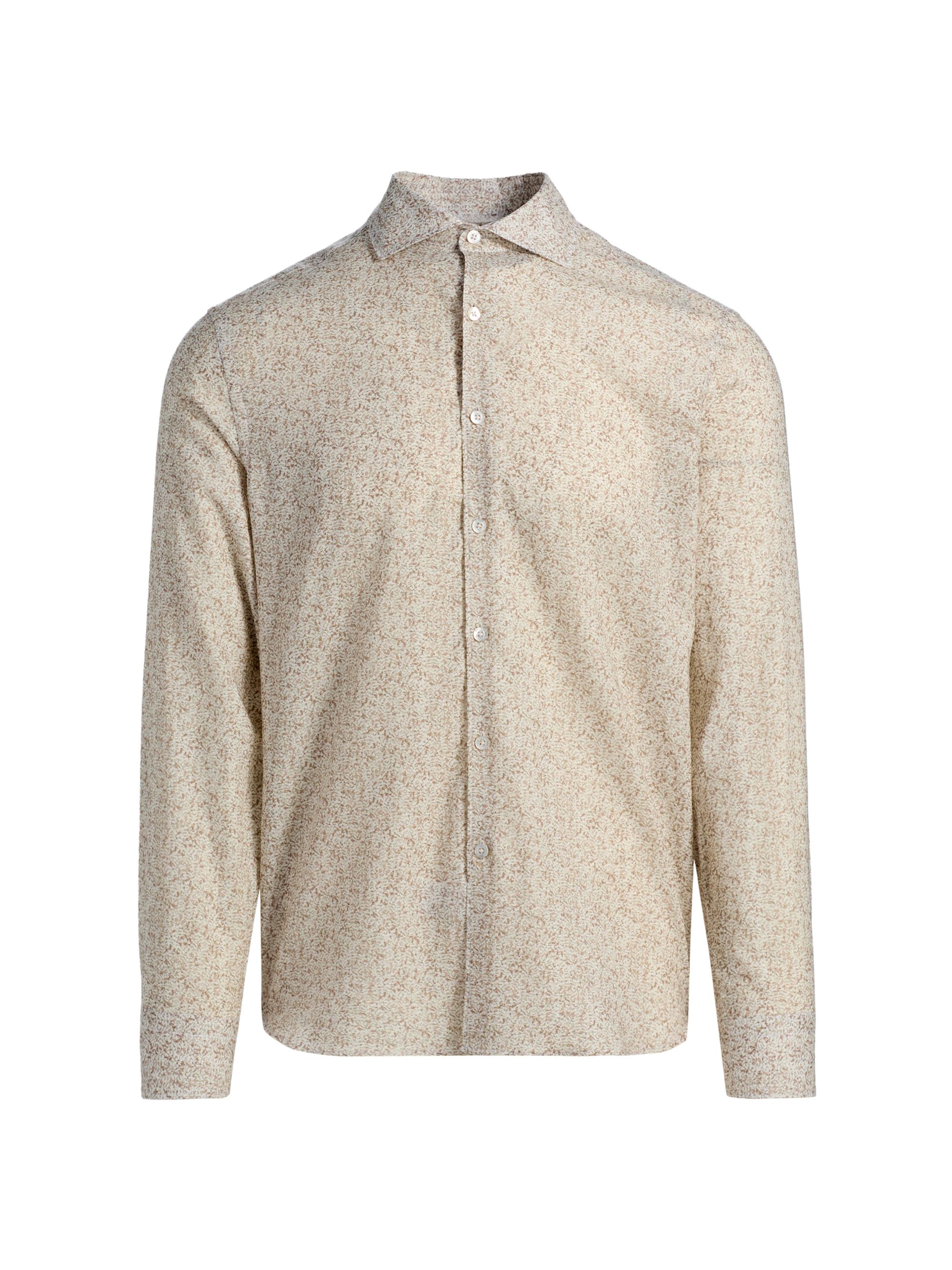 Canali Men's Floral Linen-Cotton Sport Shirt - Grey - Men's Clothing