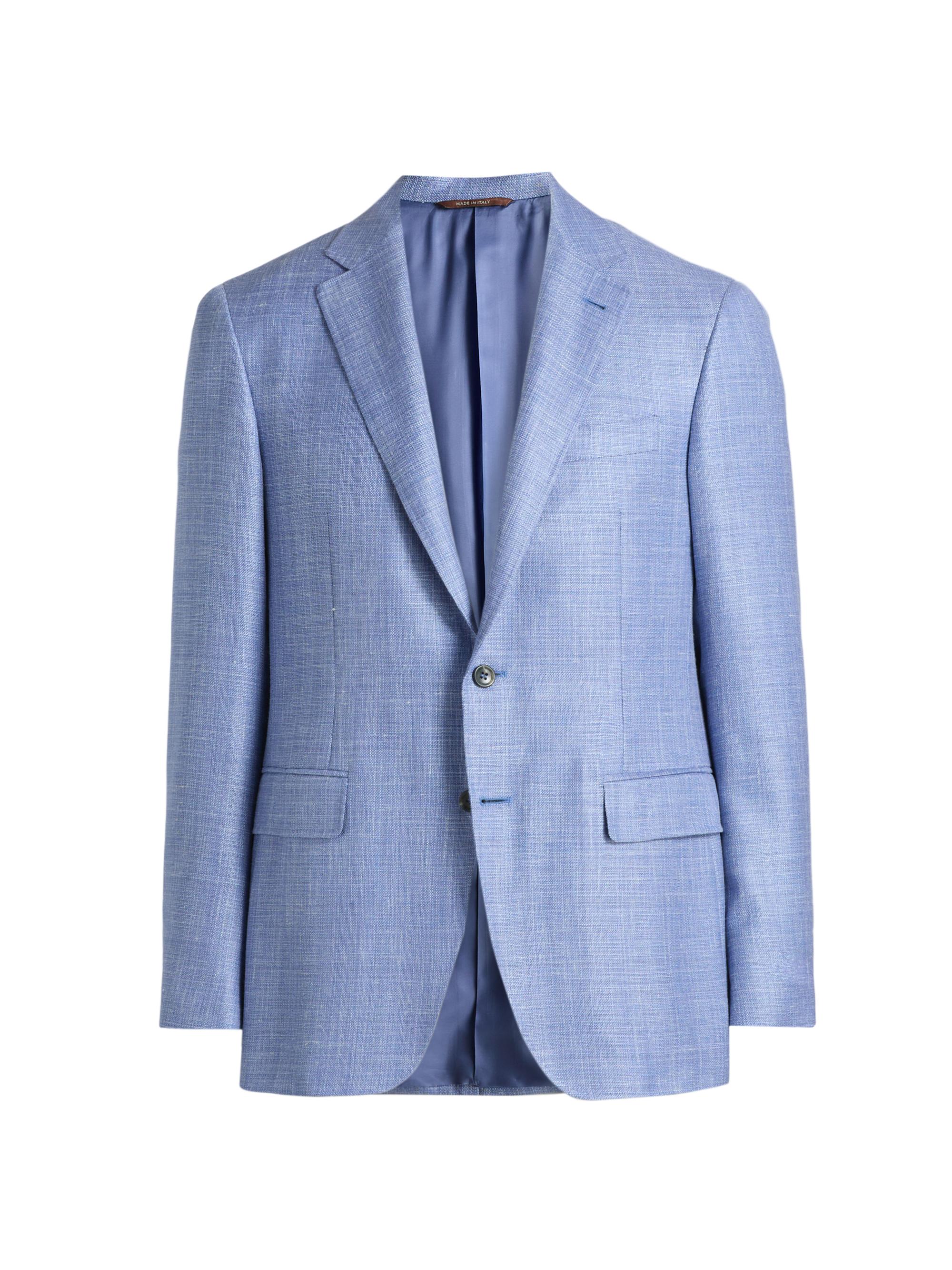 Canali Men's Kei Textured Wool-Silk-Linen Sport Coat - Blue