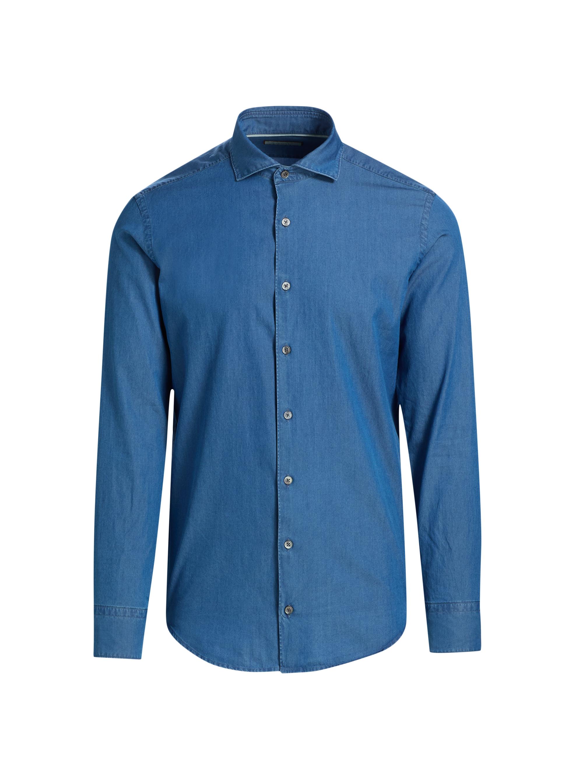 Canali Men's Chambrey Sport Shirt - Blue - Men's Clothing