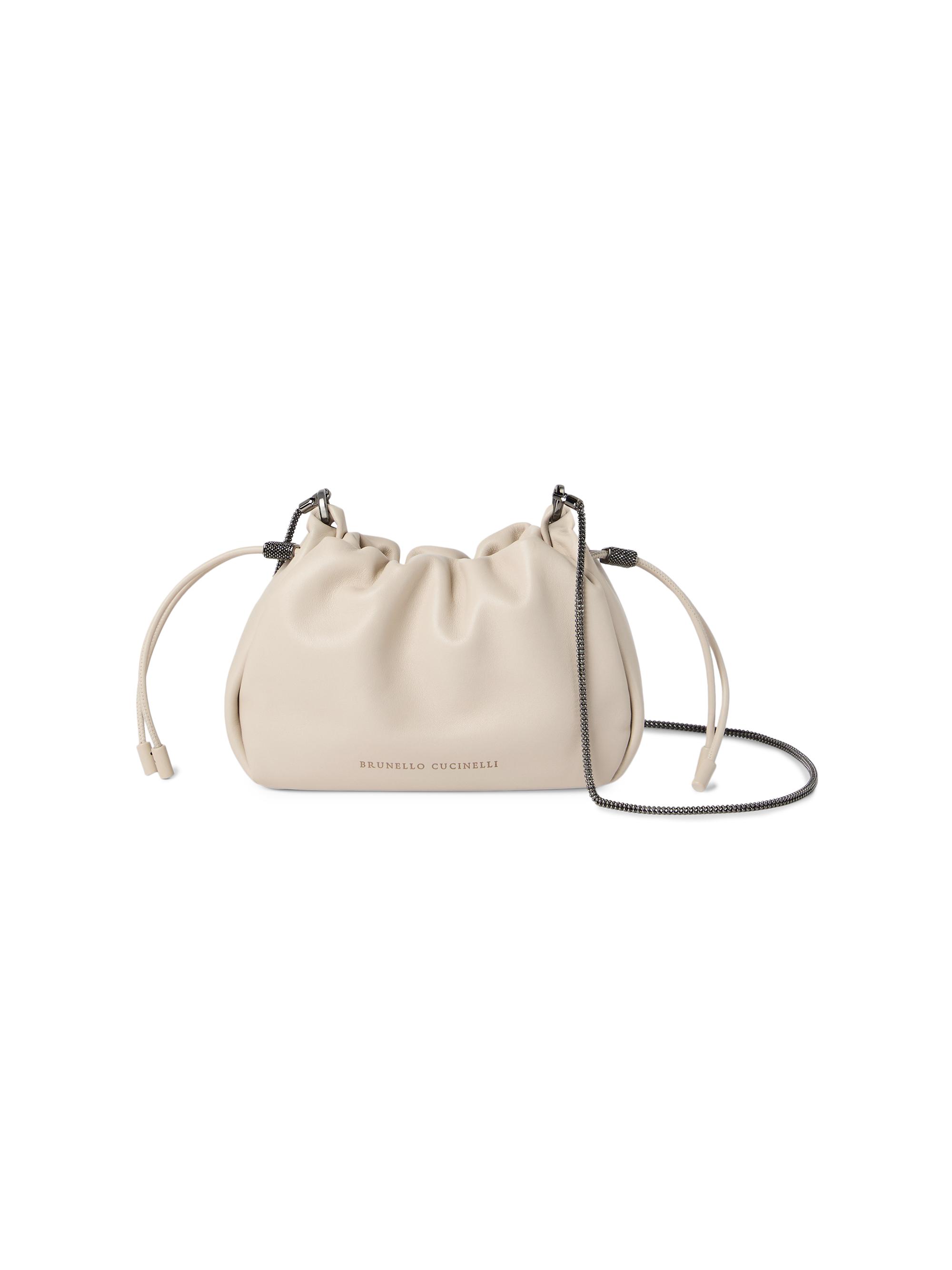 Brunello Cucinelli Women's Mellow Mini Bucket Bag in Soft Leather with Precious Chain -