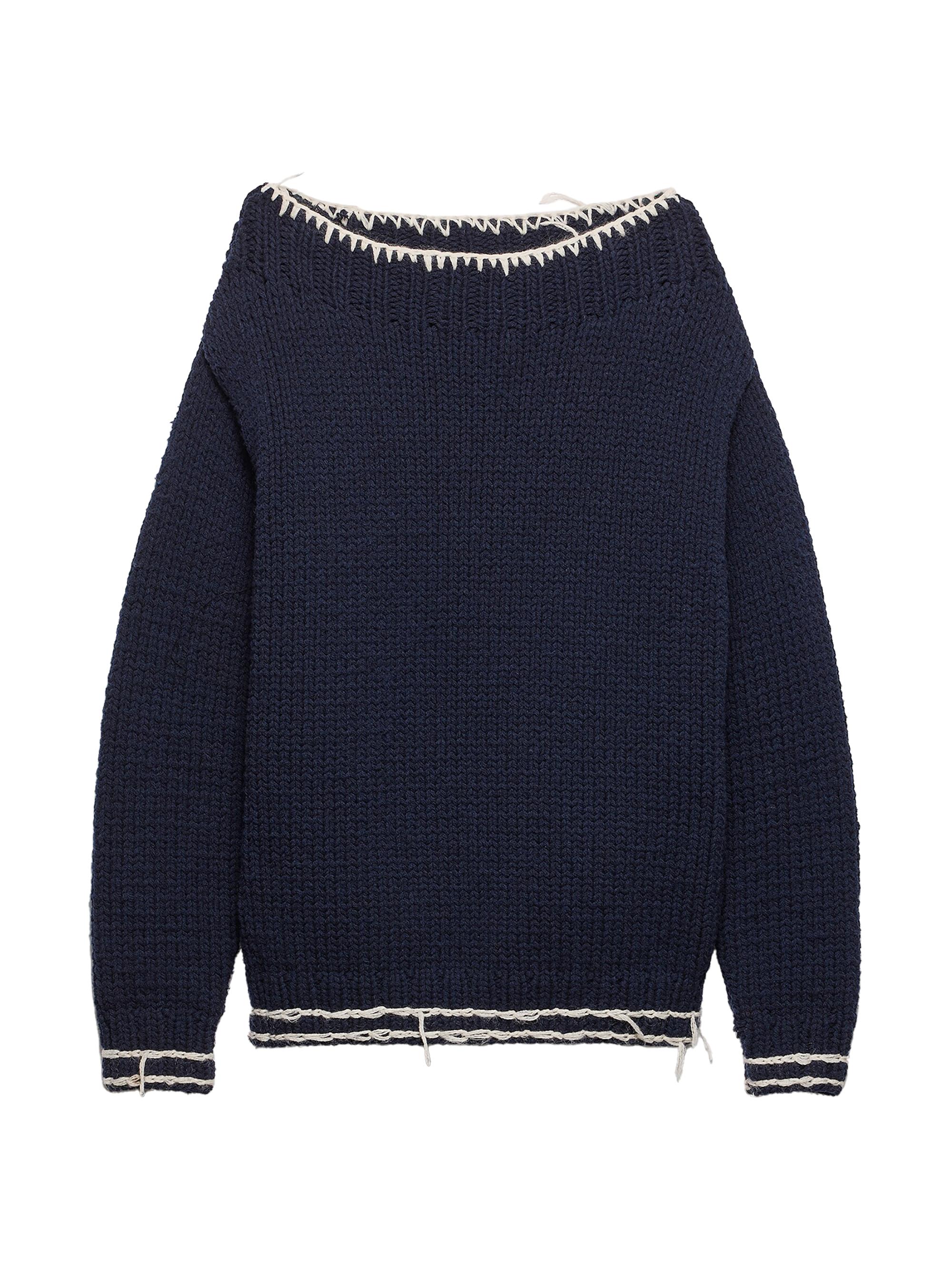 Prada Men's Wool Boat-Neck Sweater - Blue