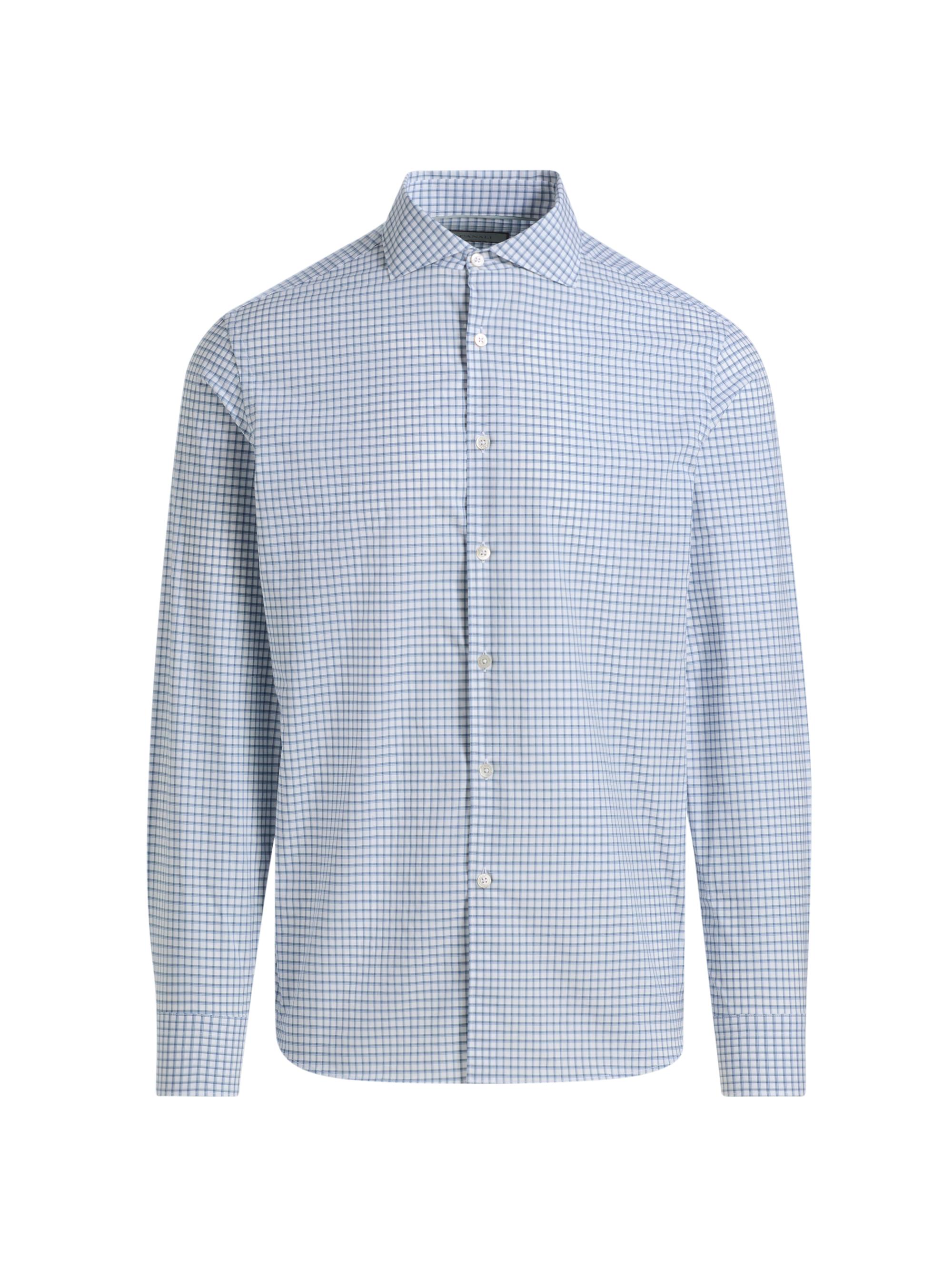 Canali Men's Window Check Cotton Sport Shirt - Blue - Men's Clothing