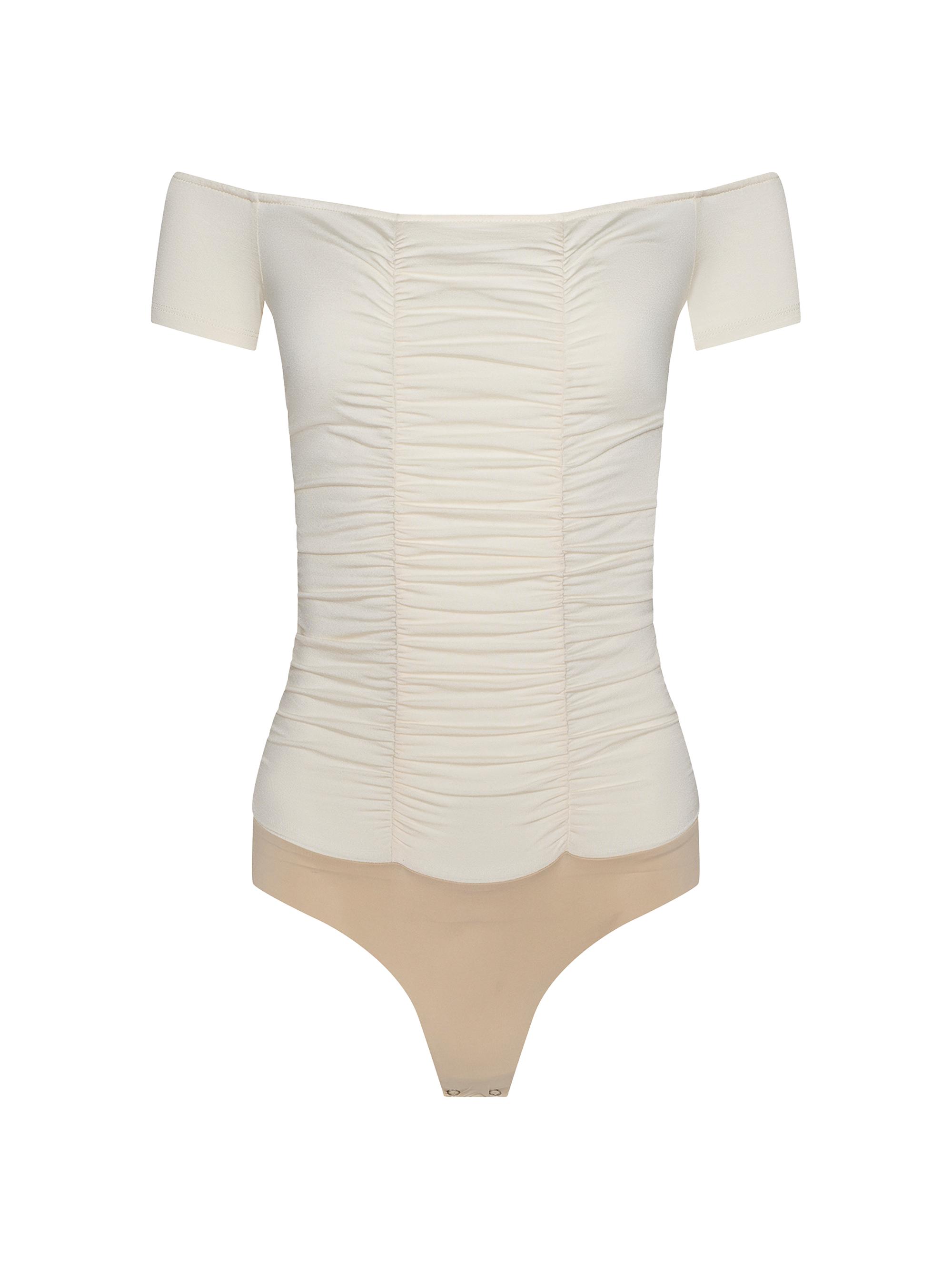 L'AGENCE Women's Baliegh Ruched Bodysuit - Vintage White