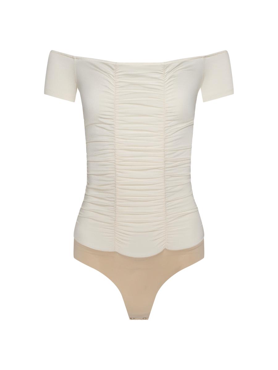 L'agence Women's Baliegh Ruched Bodysuit In White