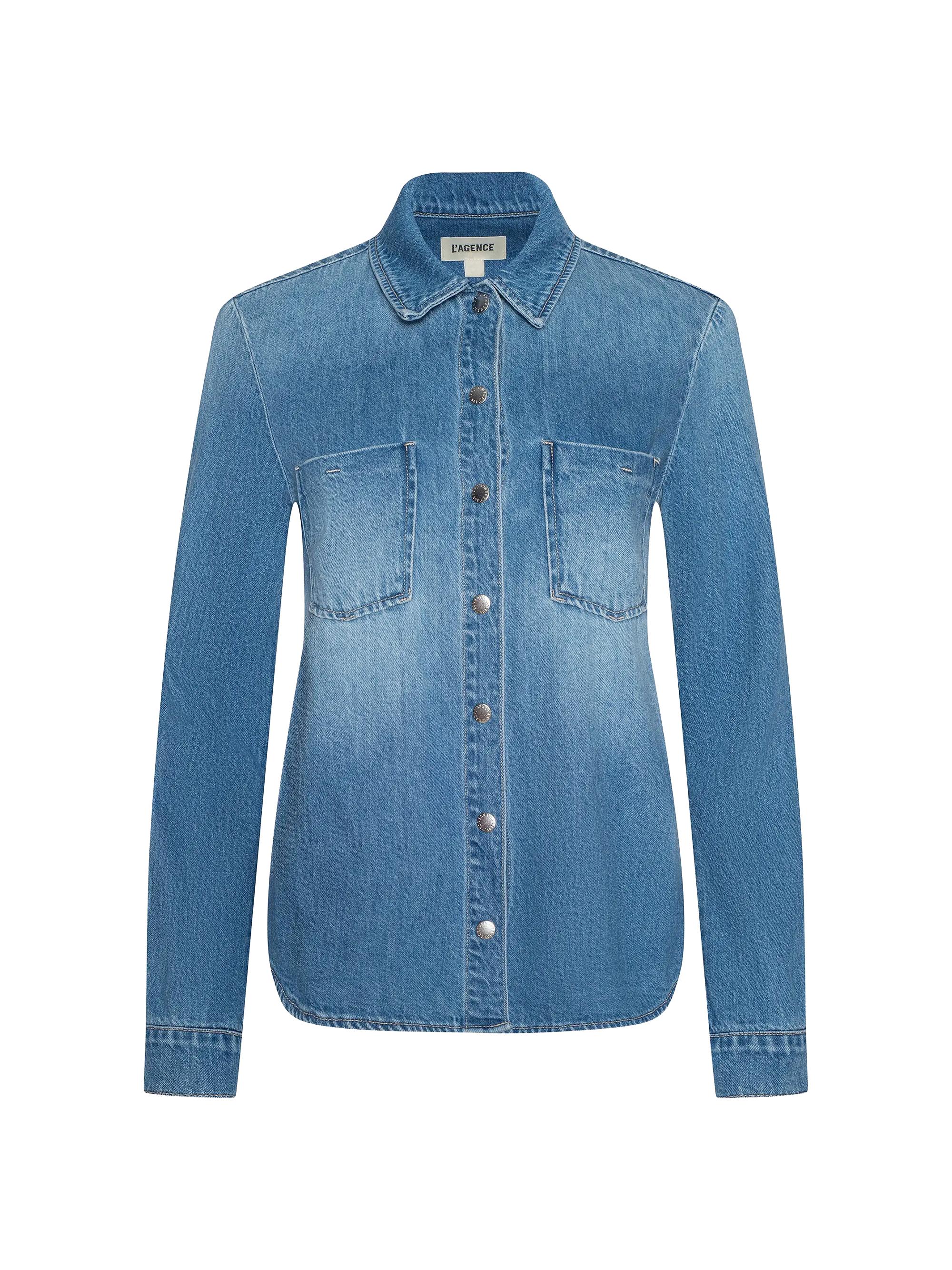 L'AGENCE Women's Isla Cotton Denim Button-Front Shirt - Anaheim