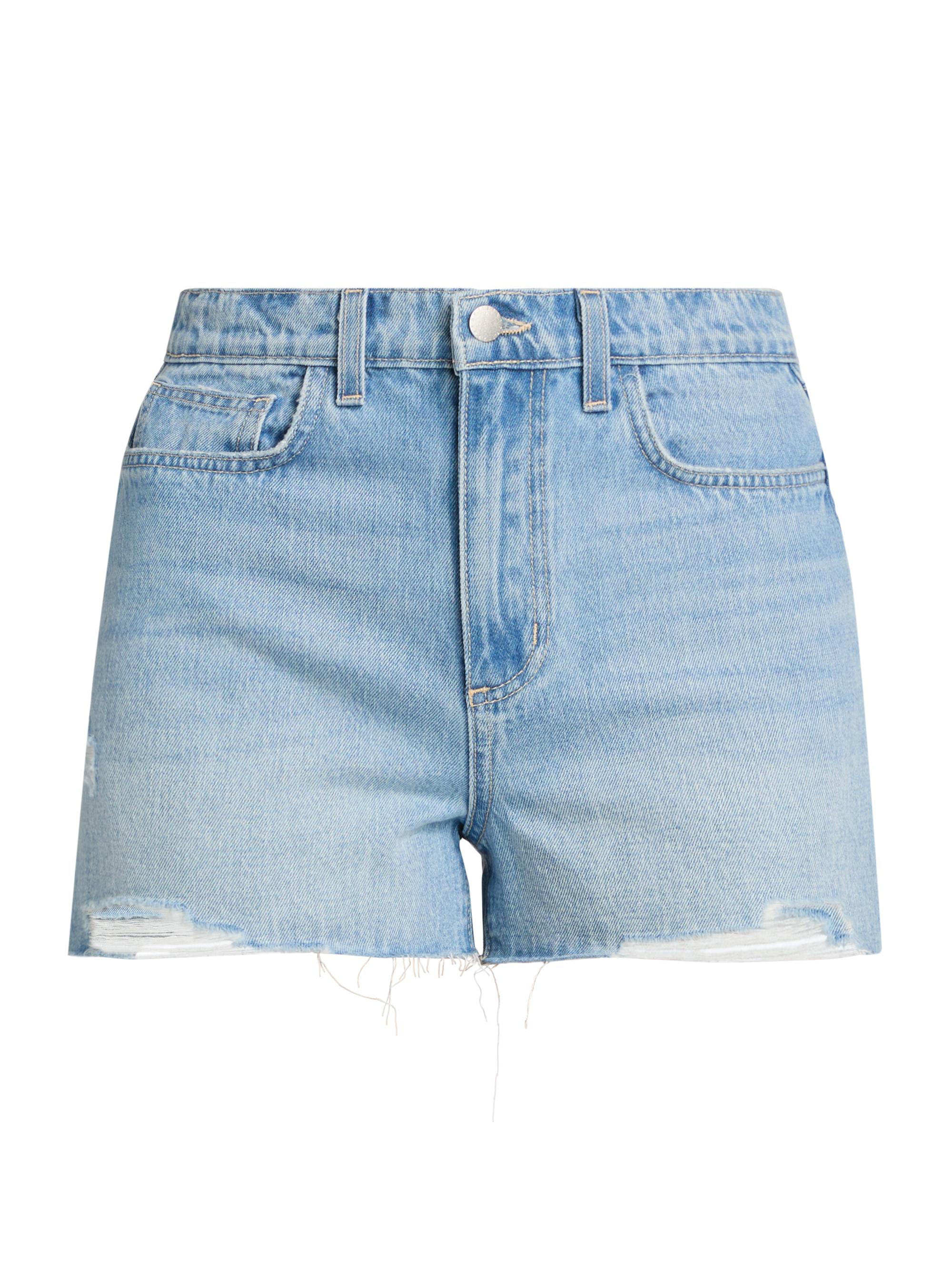 L'AGENCE Women's Clark Denim High-Rise Shorts - Bellflower Destruct