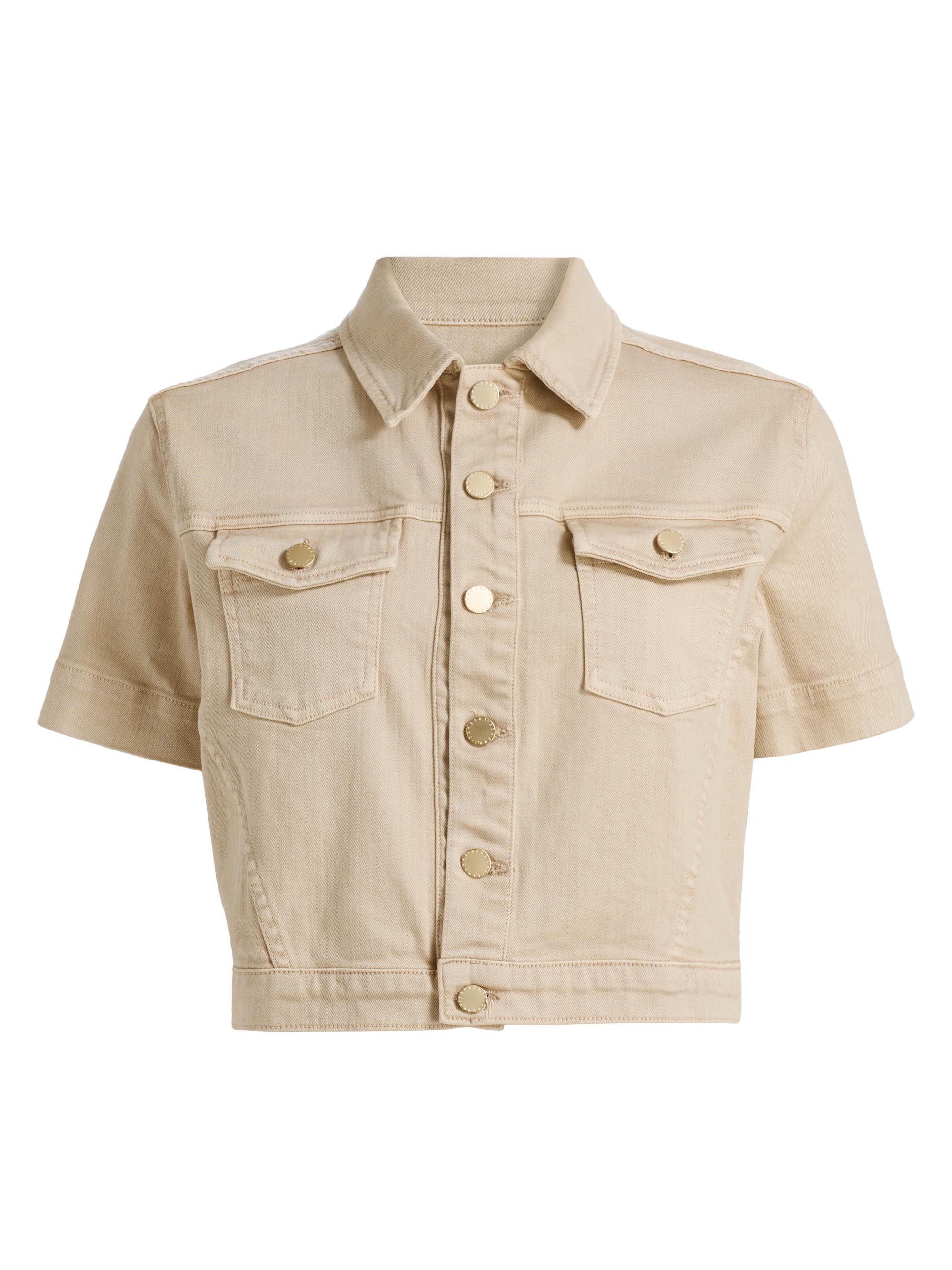 L'AGENCE Women's Kirstie Stretch Cotton Short-Sleeve Crop Jacket - Biscuit