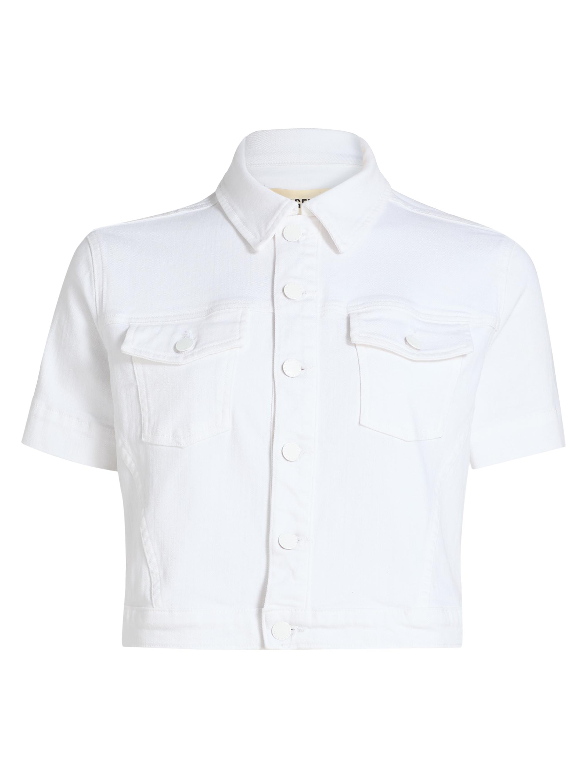 L'AGENCE Women's Kirstie Stretch Cotton Short-Sleeve Crop Jacket - Blanc | Thumbnail 8