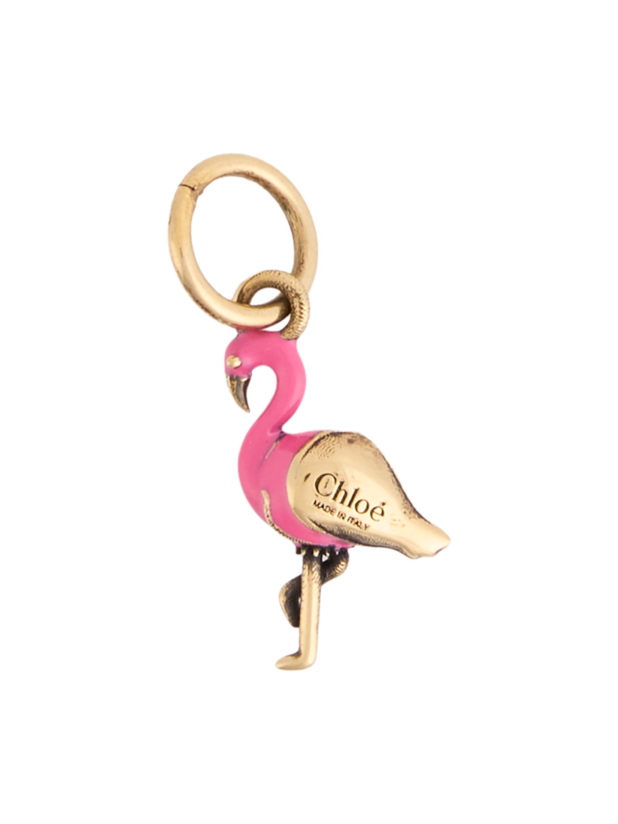 Chloé Women's Enamel Flamingo Bag Charm - Gold Color