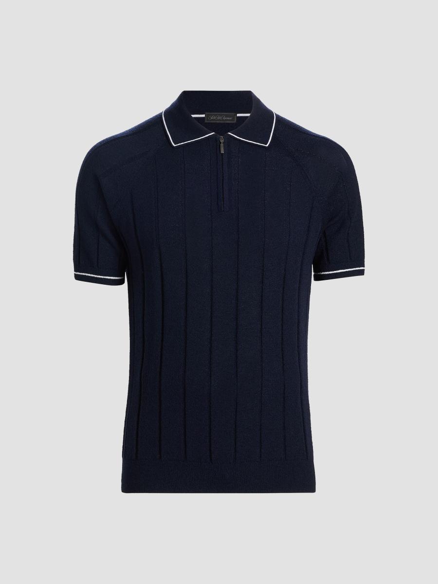 Saks Fifth Avenue Terry Rib-Knit Zip Polo Shirt | Saks Fifth Avenue