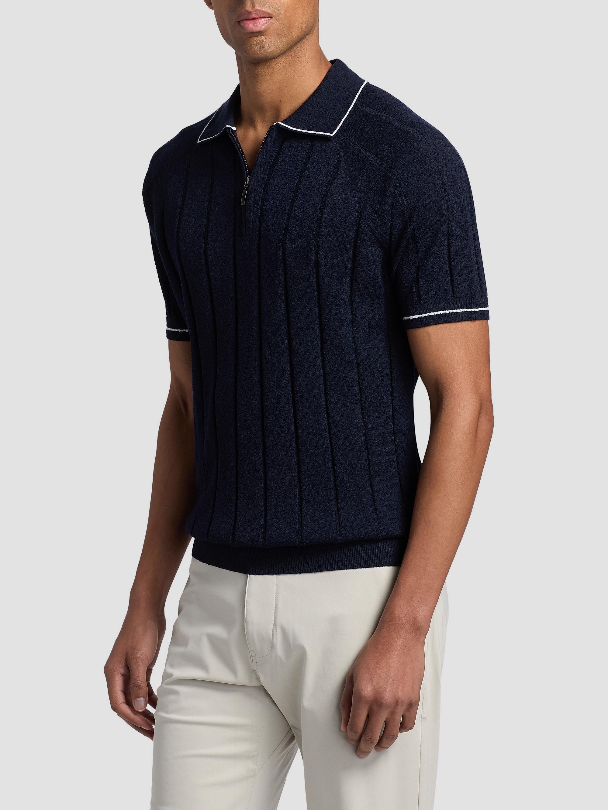Saks Fifth Avenue Terry Rib-Knit Zip Polo Shirt | Saks Fifth Avenue