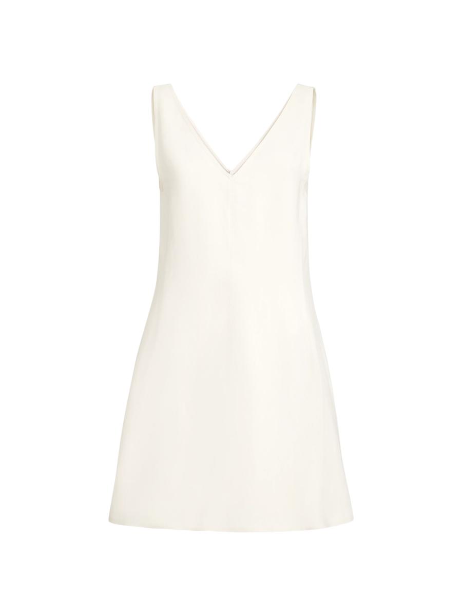 Brunello Cucinelli Women's Viscose And Linen Fluid Twill Mini Dress In White