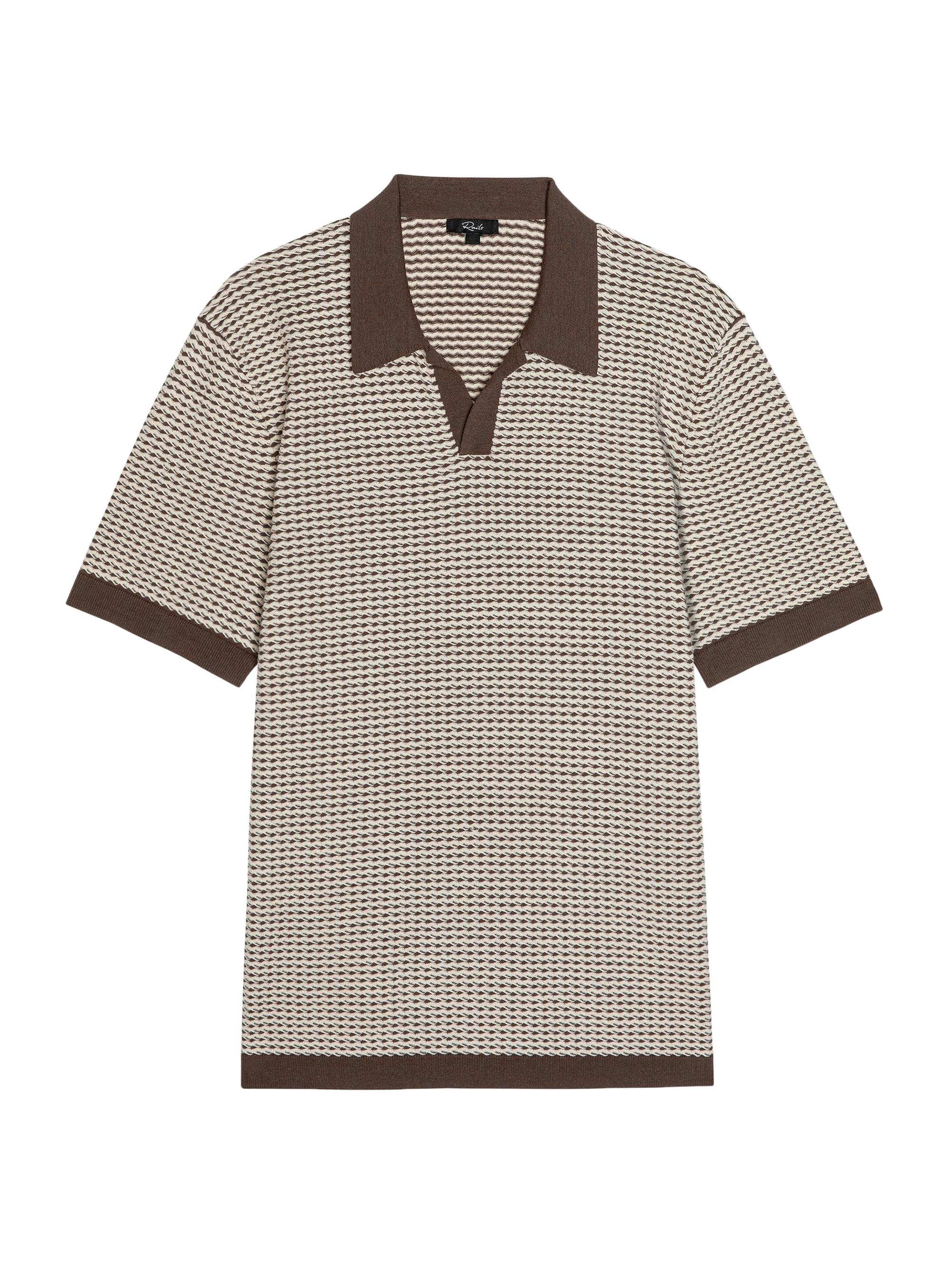 Rails Men's Hayden Geometric Cotton-Silk Polo Shirt - Olive Oat Ripple