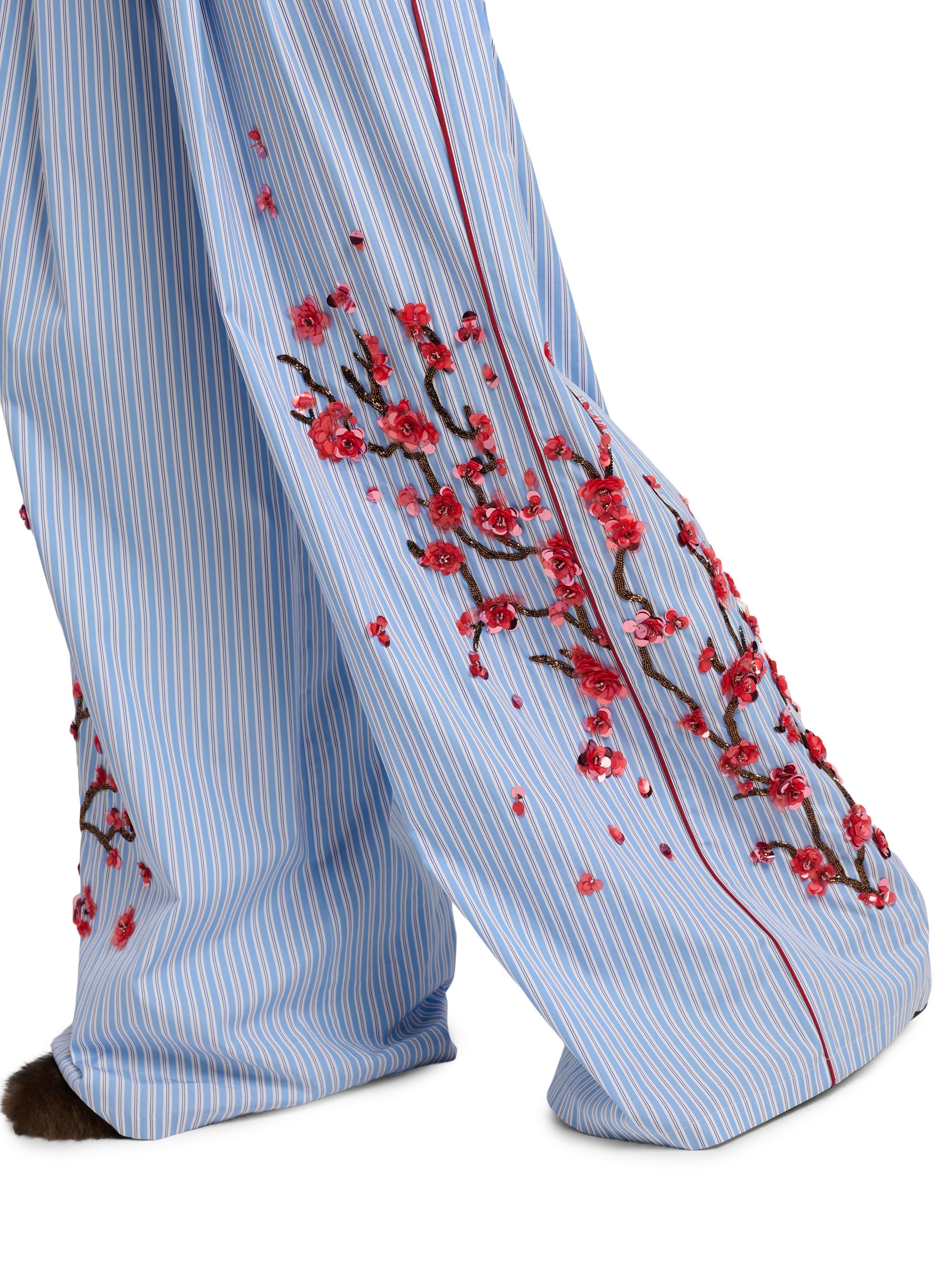 Dolce&Gabbana Floral-Embellished Striped Cotton-Silk Drawstring