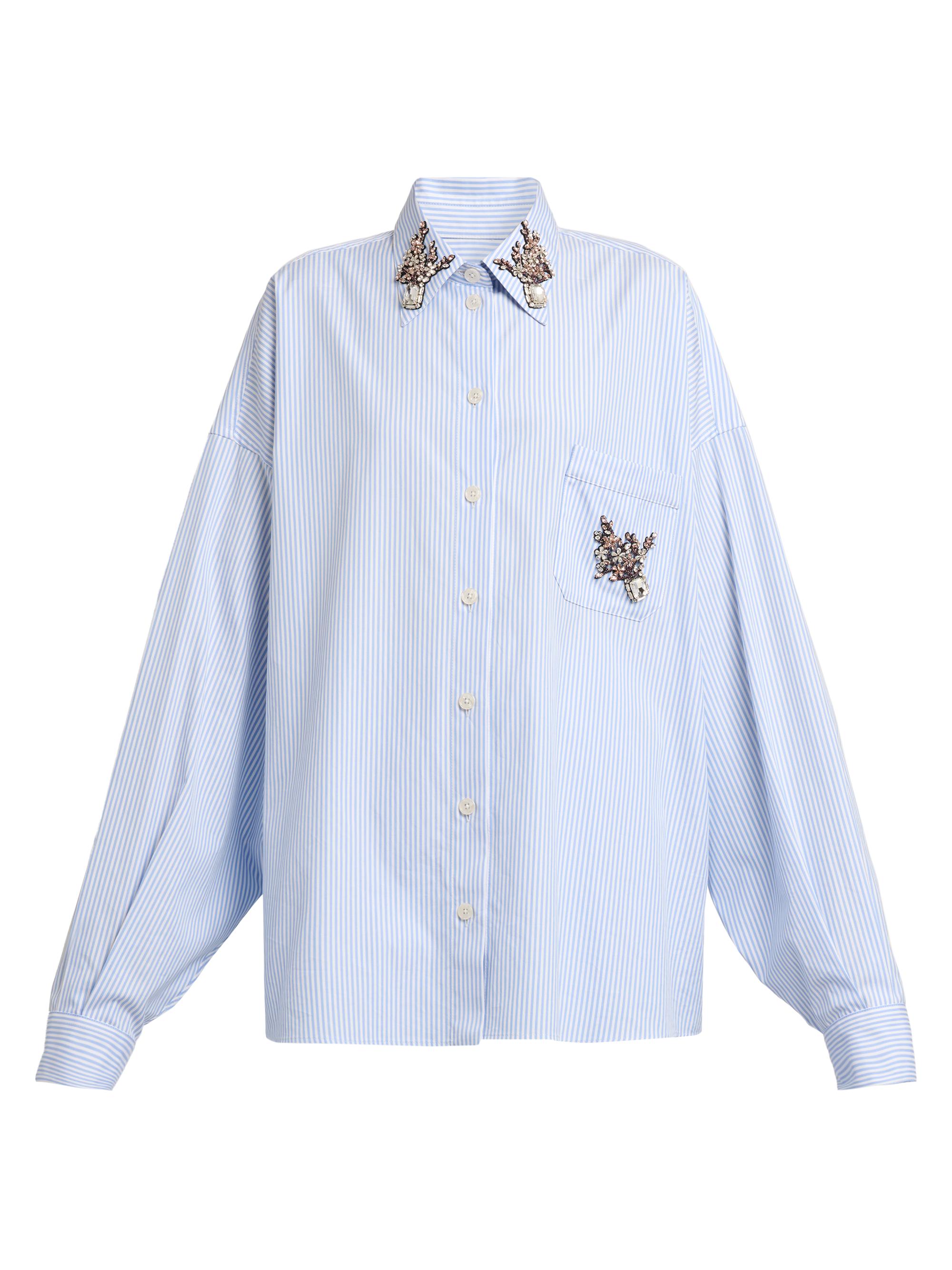 Dolce & Gabbana Women's Oversized Embellished Pinstripe Button-Front Shirt - Rigato