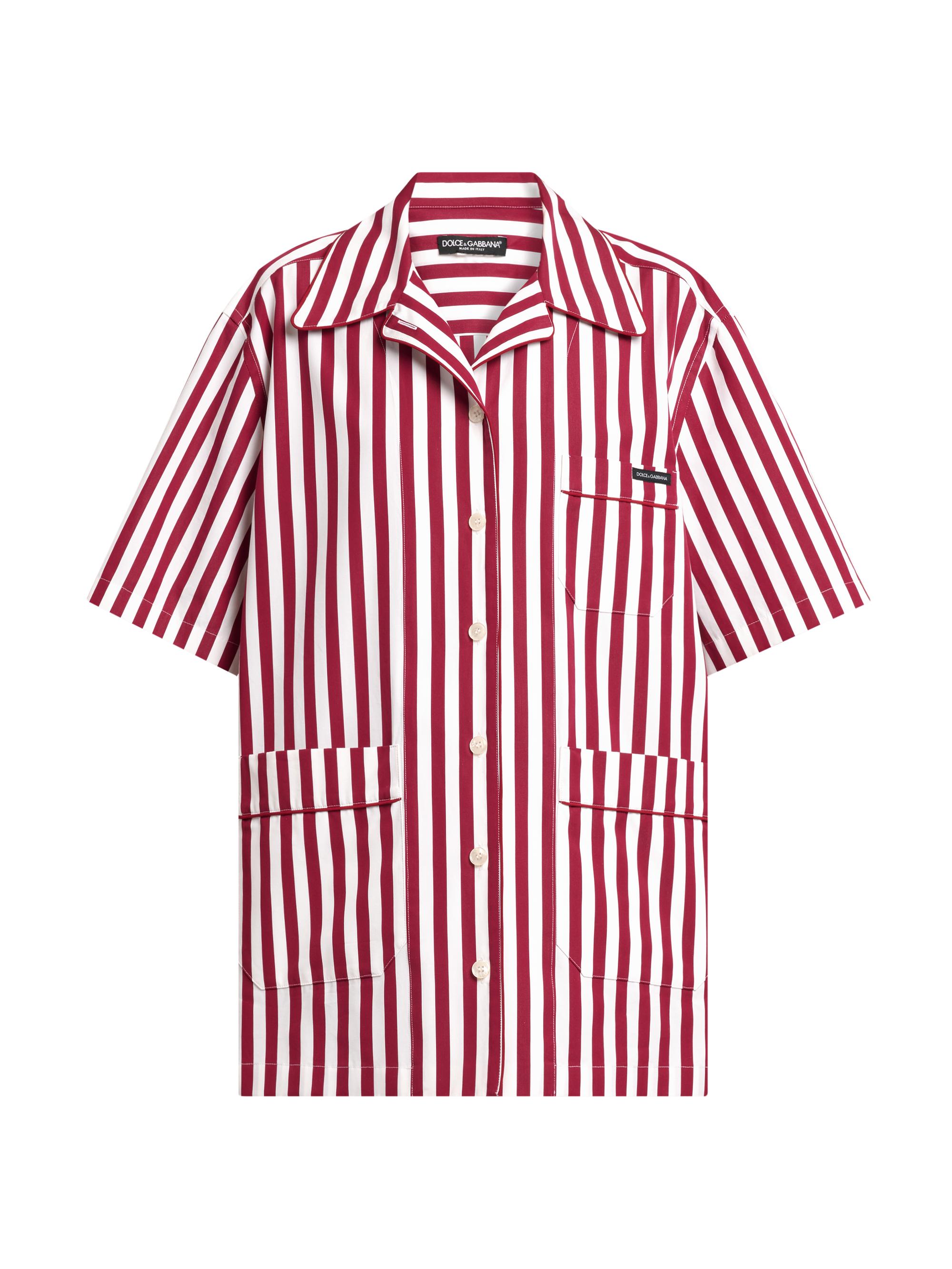 Dolce & Gabbana Women's Rigato Stripe Cotton-Silk Short-Sleeve Shirt - Rigato | Thumbnail 7