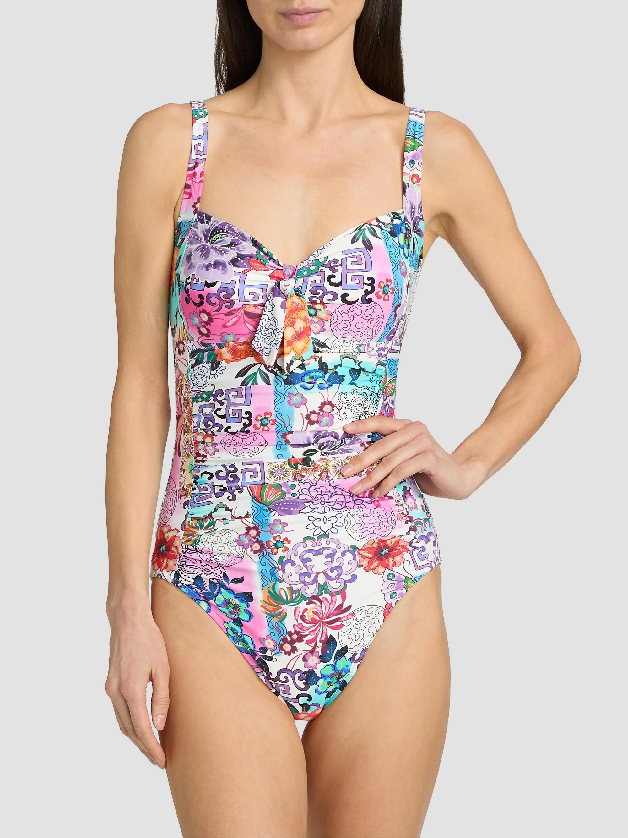 Johnny was ジョニーワズ　ロングワンピース　ボタニカル柄　米国購入 Johnny Was Roseum Ruched Floral One-Piece Swimsuit | Saks Fifth Avenue