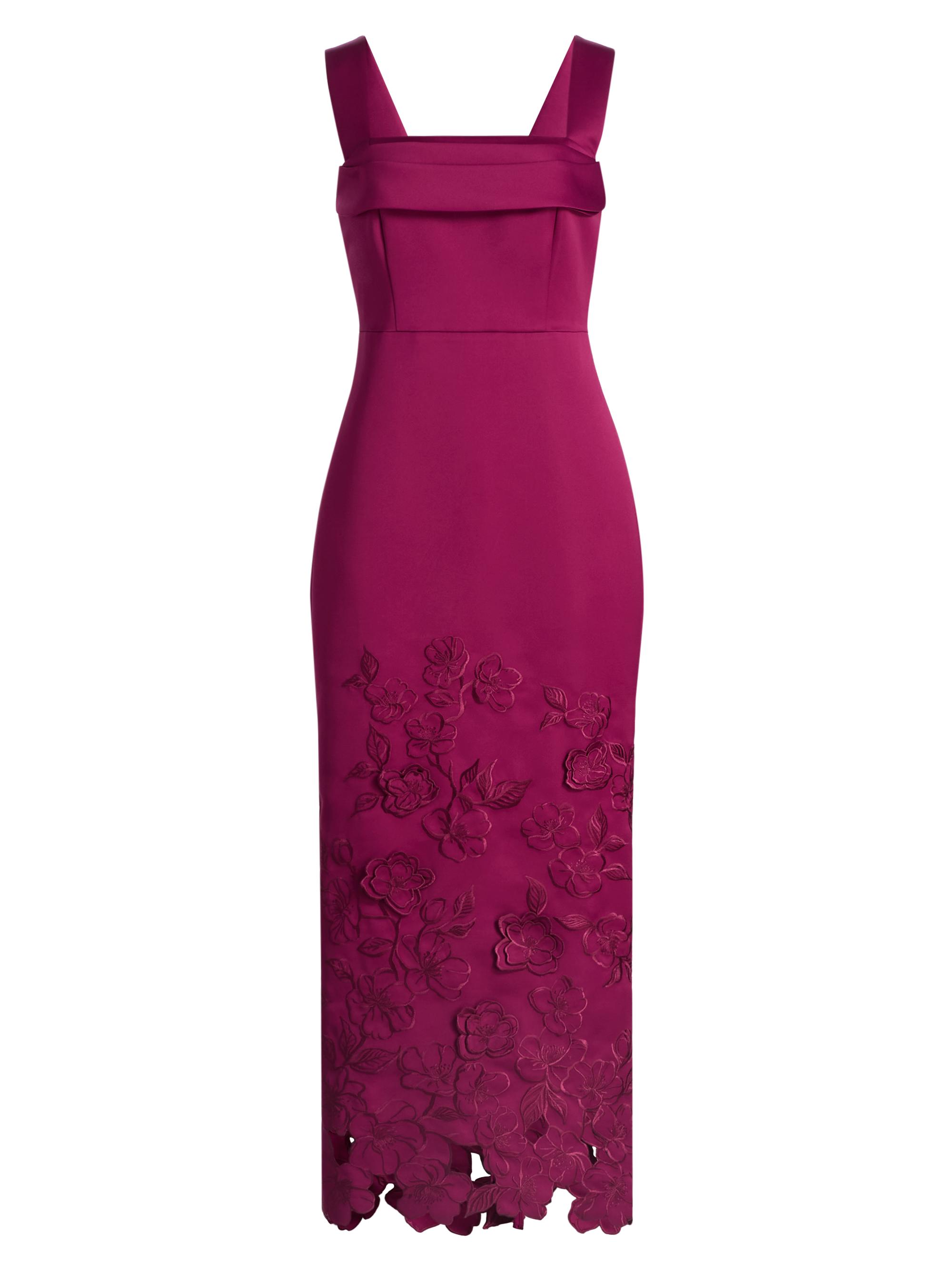 Theia Women's Billie Floral-Embroidered Dress - Rosewood