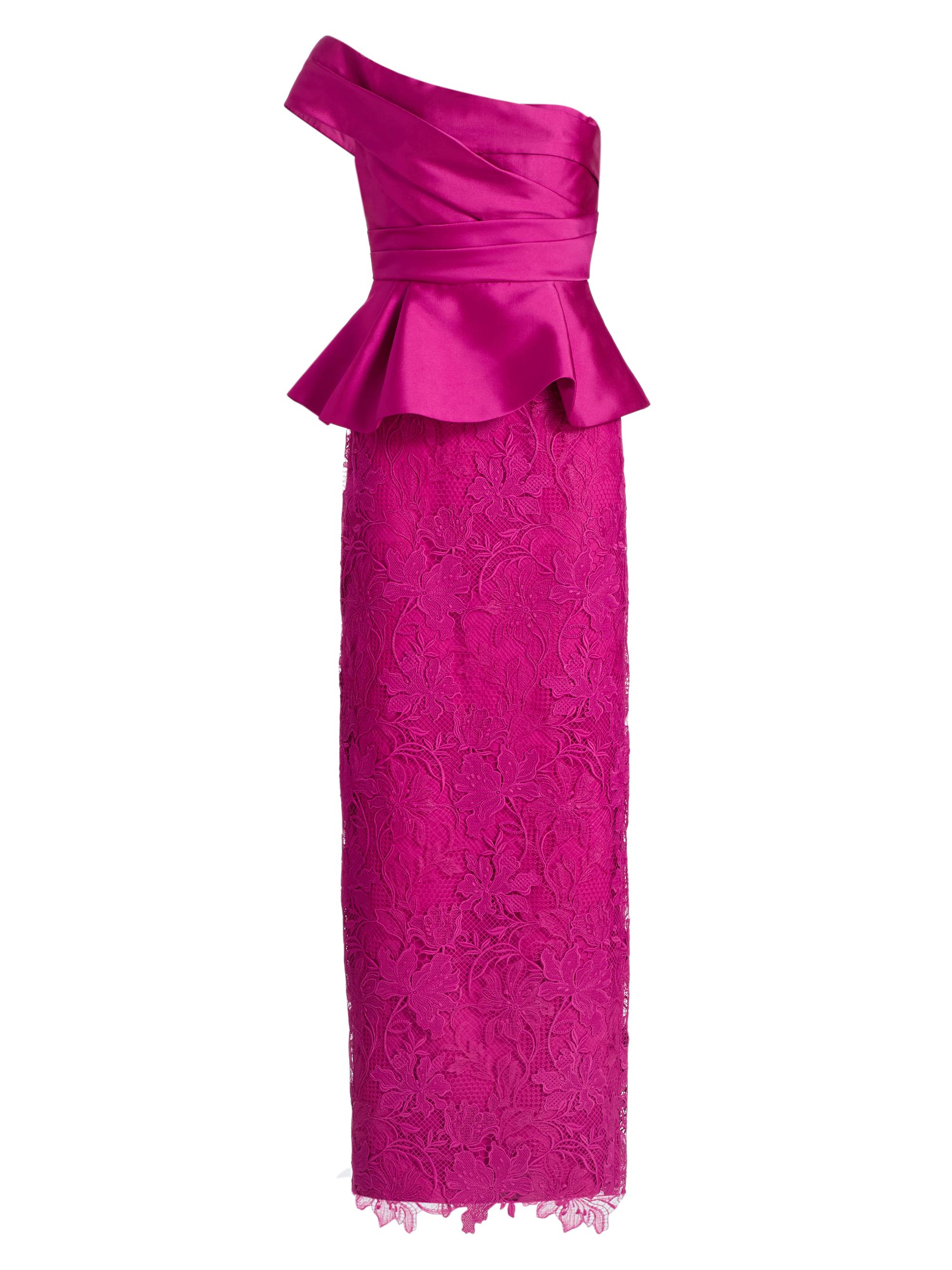 Theia Women's Colby Mikado & Lace One-Shoulder Gown - Kyoto Dust