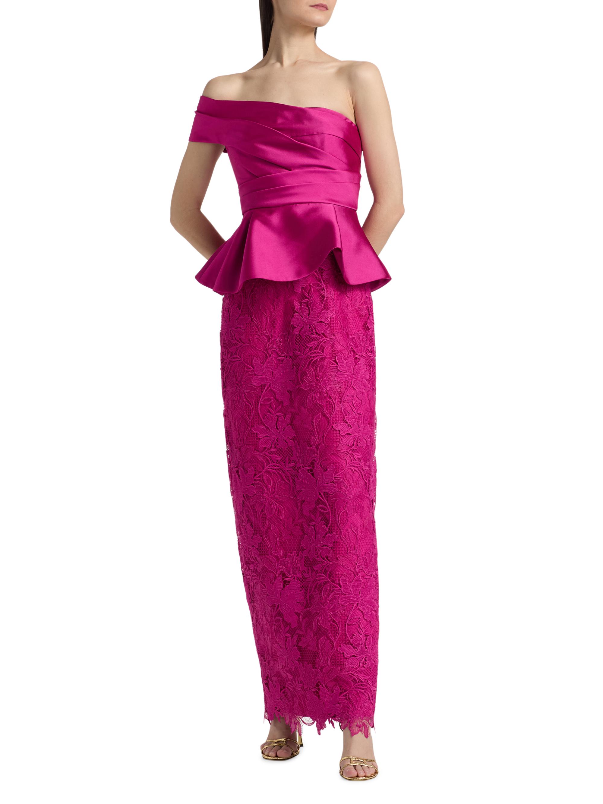 Theia Women's Colby Mikado & Lace One-Shoulder Gown - Kyoto Dust | Thumbnail 3