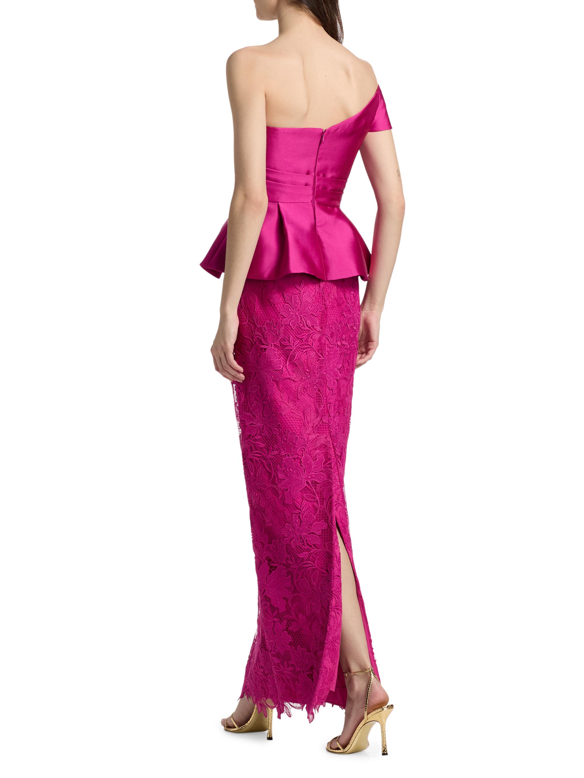 Theia Women's Colby Mikado & Lace One-Shoulder Gown - Kyoto Dust | Thumbnail 5