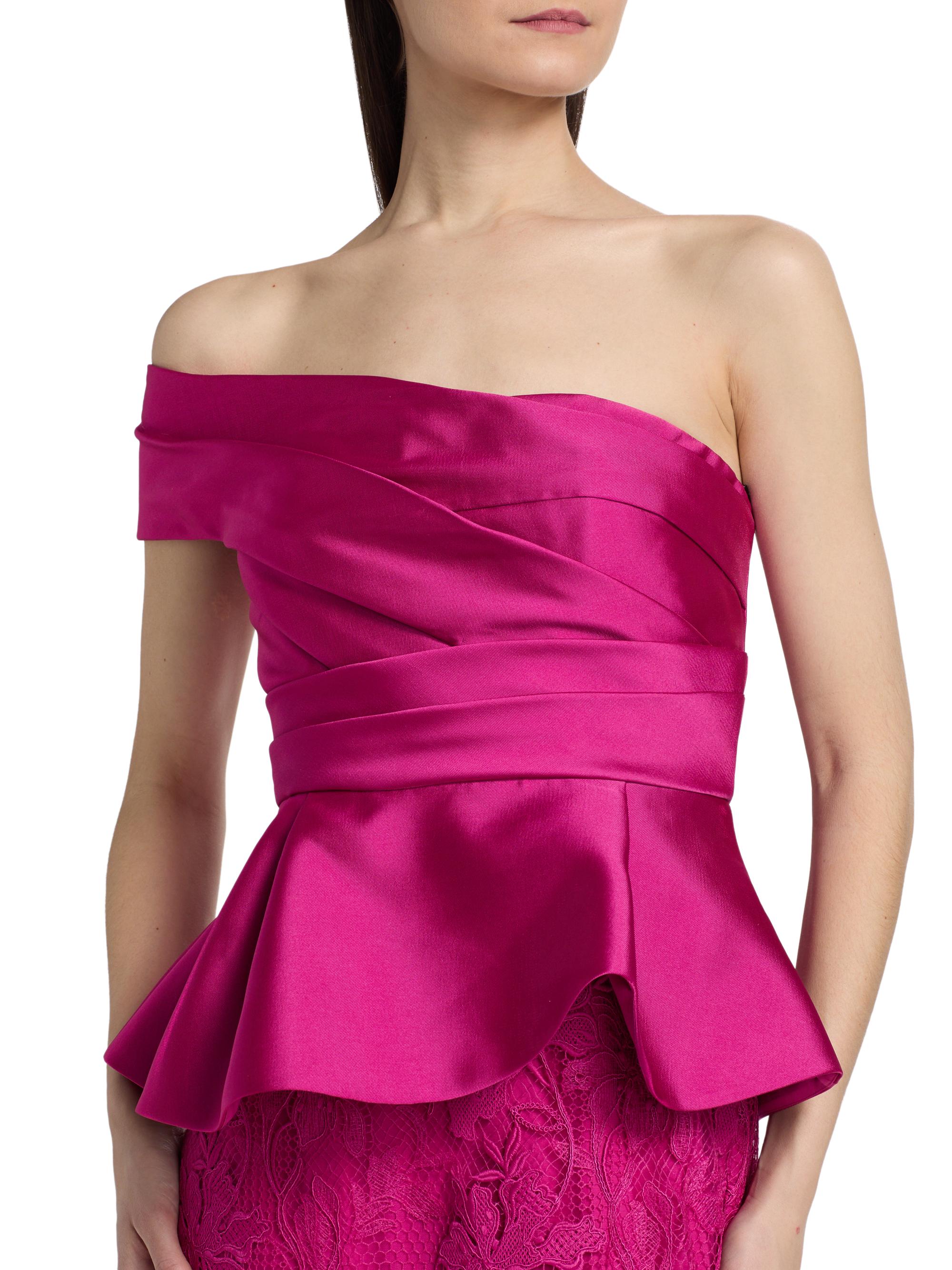 Theia Women's Colby Mikado & Lace One-Shoulder Gown - Kyoto Dust | Thumbnail 6