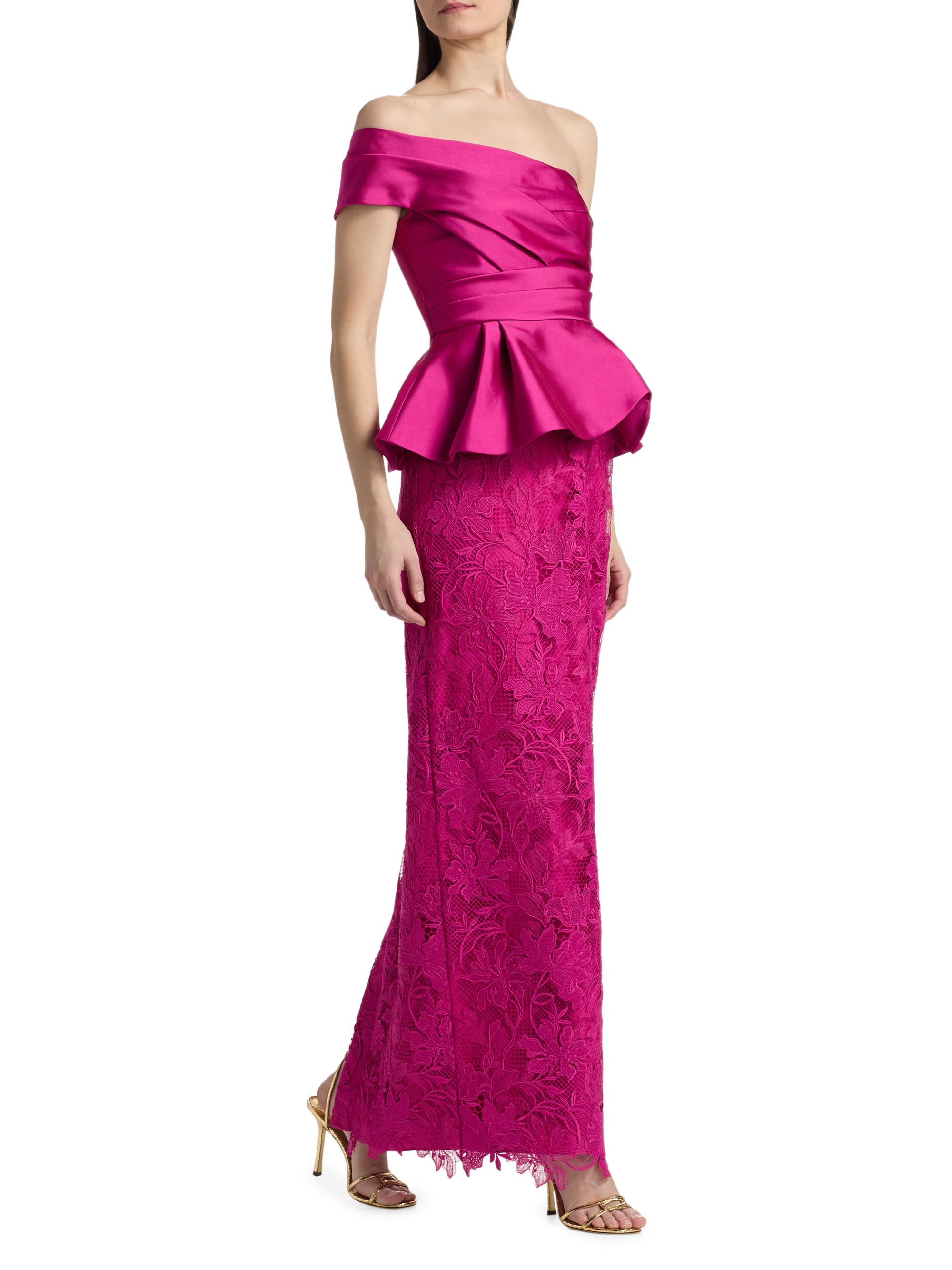 Theia Women's Colby Mikado & Lace One-Shoulder Gown - Kyoto Dust | Thumbnail 2