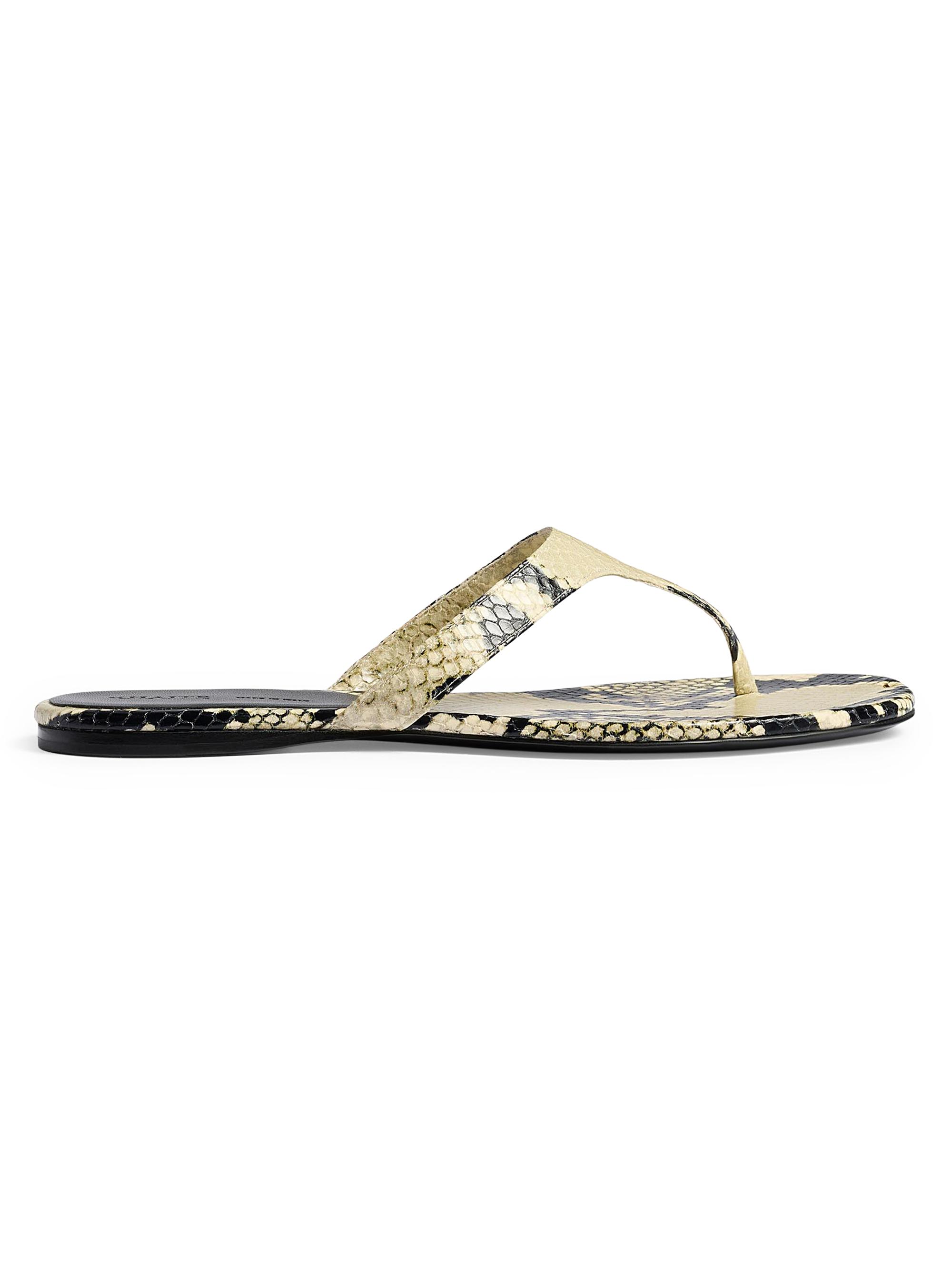 Khaite Women's Archer Snakeskin-Print Leather Flat Sandals - Natural - Women's Clothing