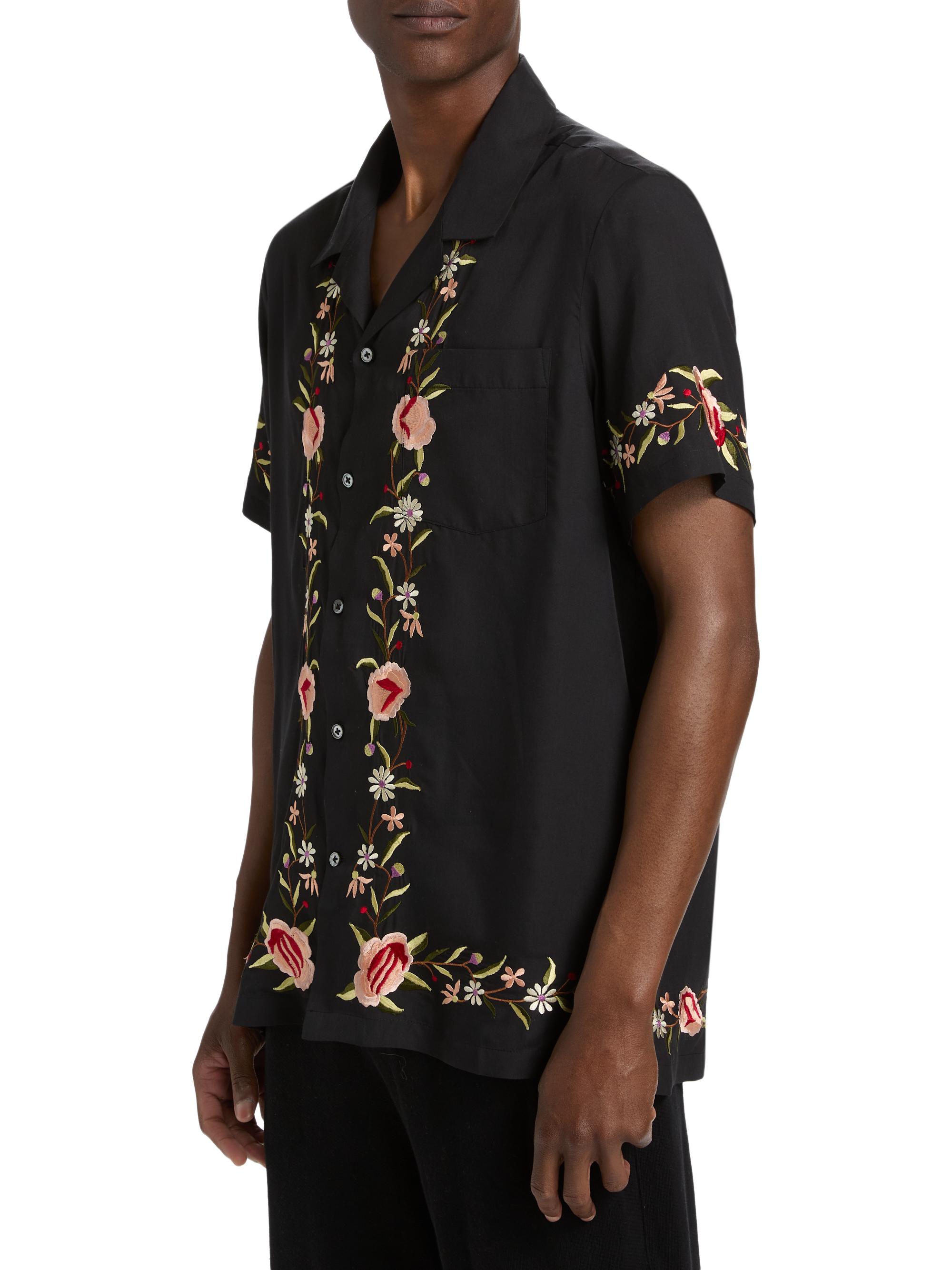 Camilla Embroidered Short-Sleeve Camp Collar Shirt | Saks Fifth Avenue