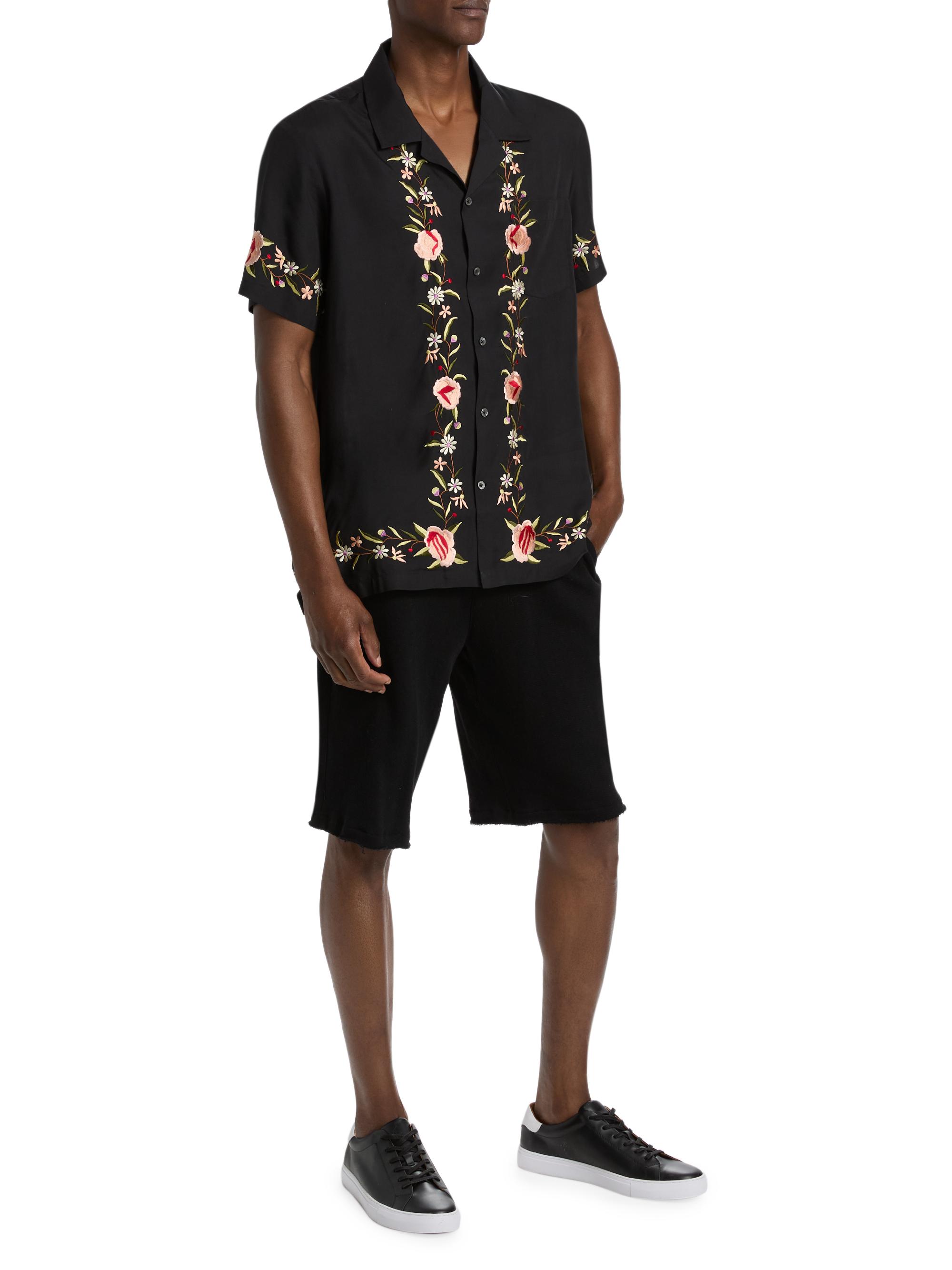 Camilla Embroidered Short-Sleeve Camp Collar Shirt | Saks Fifth Avenue