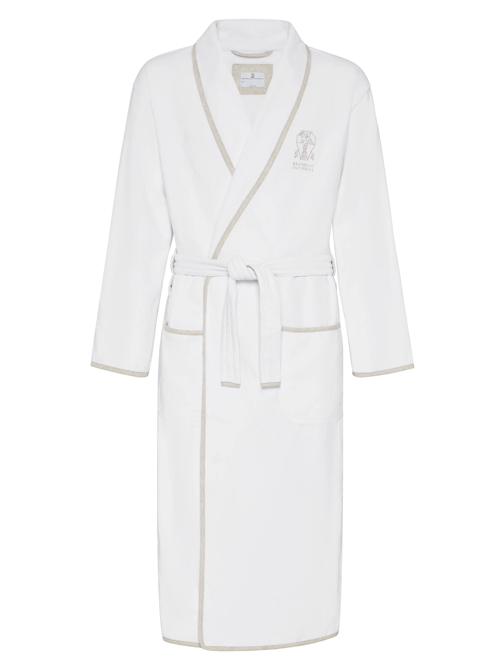 Brunello Cucinelli Women's Cotton Terrycloth Bathrobe with Linen Trims - Desert