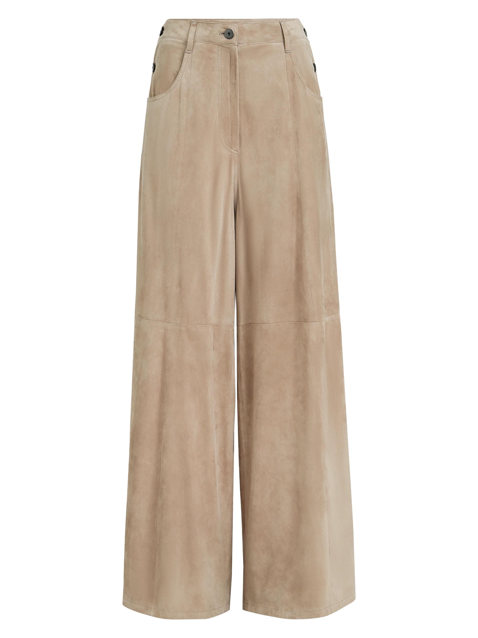 Brunello Cucinelli Women's Suede Maxi Pants with Monili - Beige