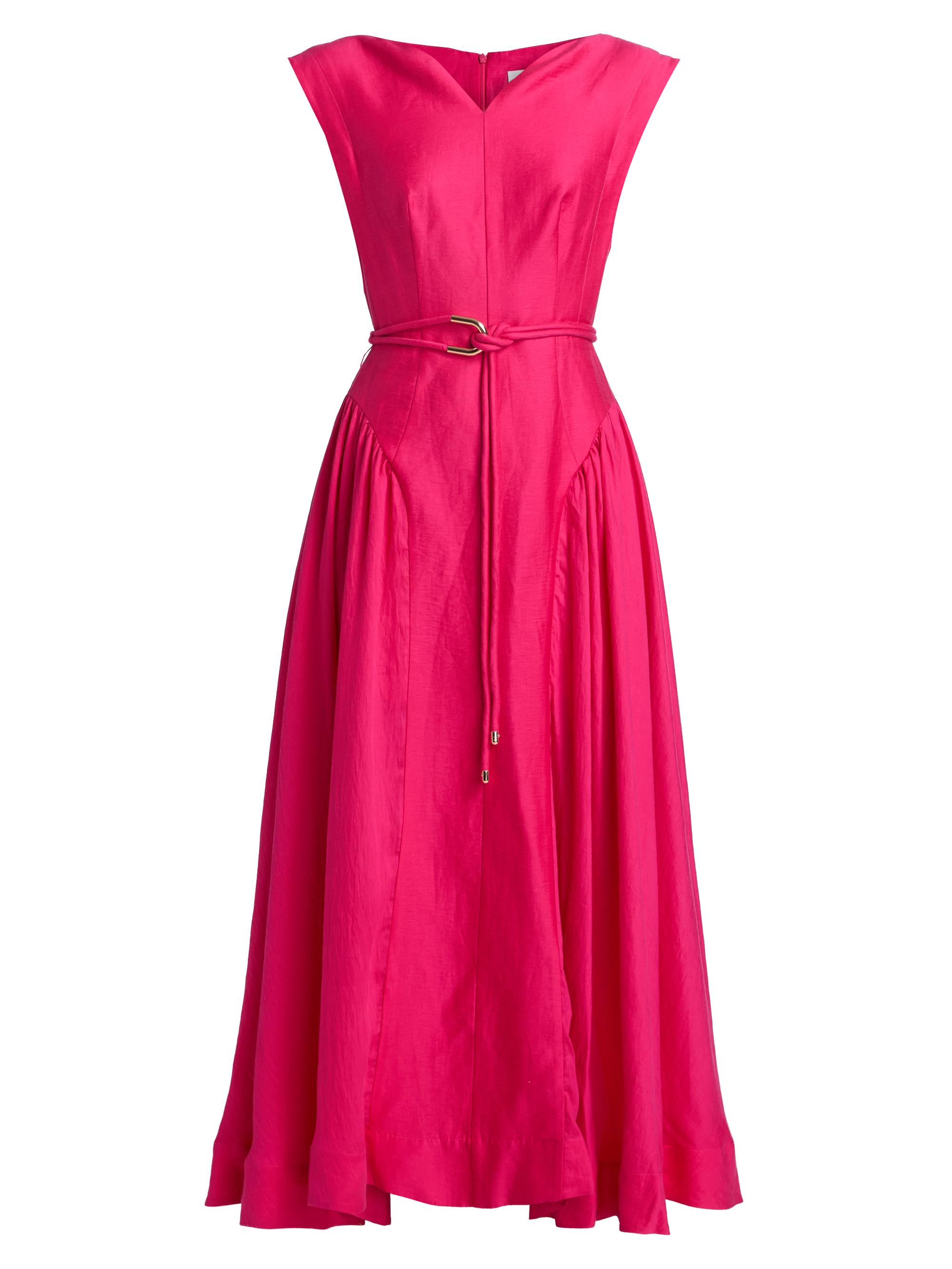 Acler Women's Alvie Linen-Blend V-Neck Maxi Dress - Magenta