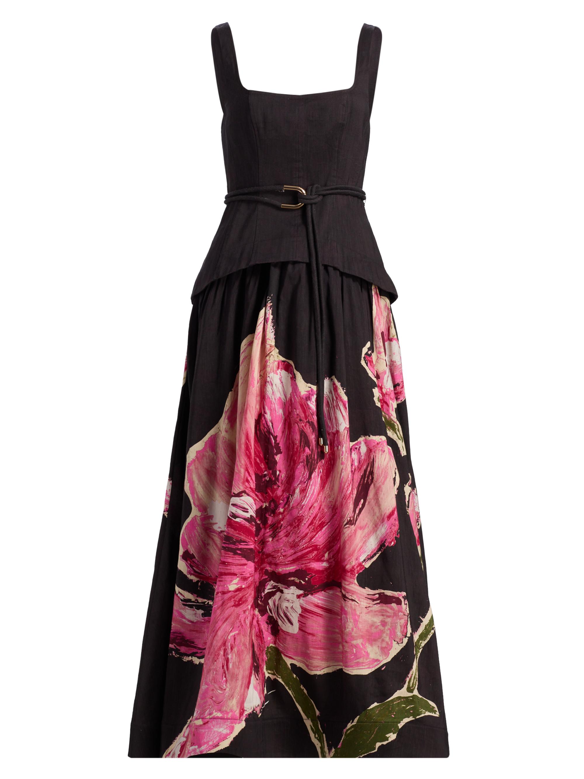 Acler Women's Actonhill Floral Linen-Blend Maxi Dress - Garnet Magnolia