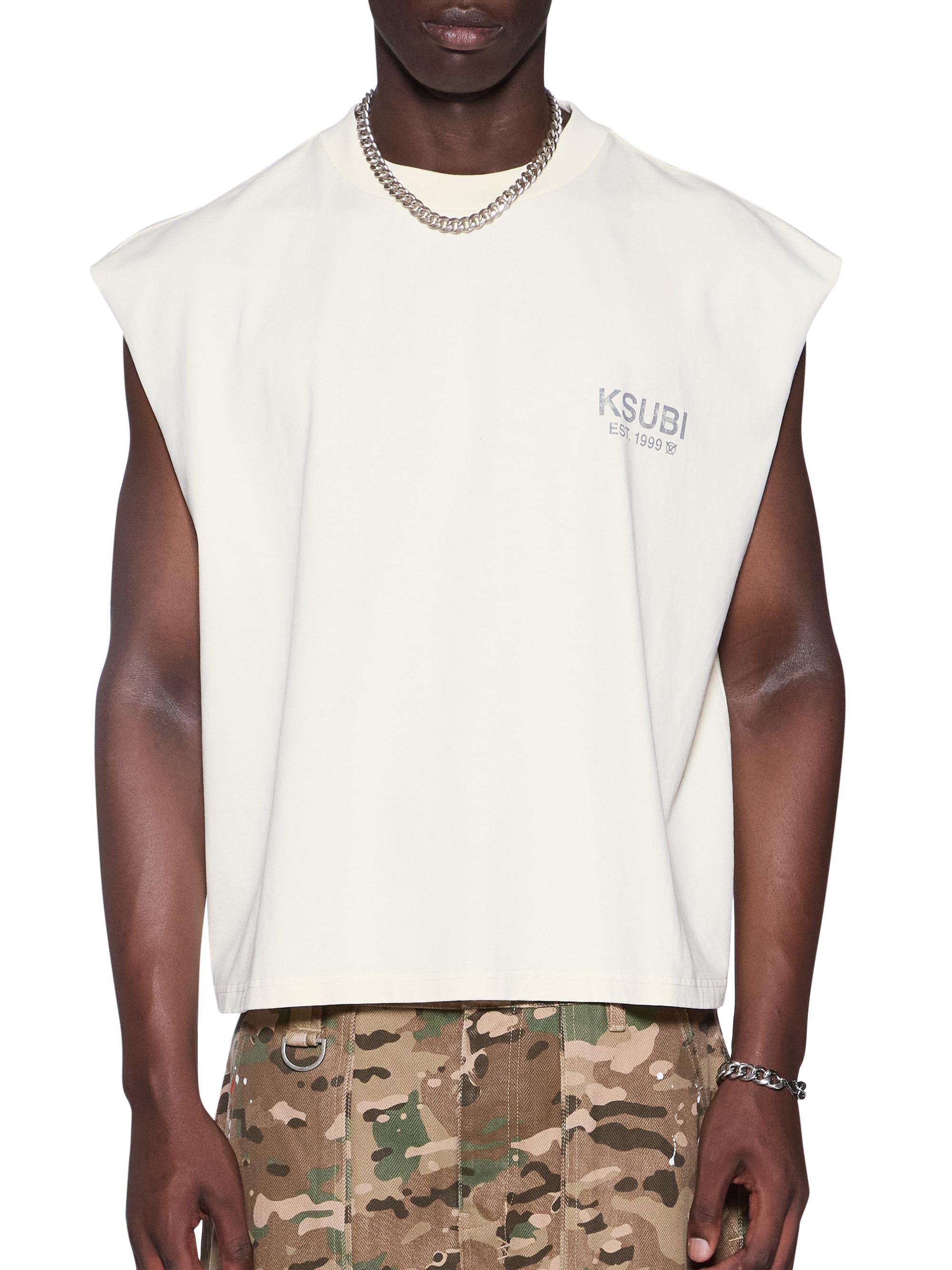 Ksubi Men's Future Memory State Halen Cut-Off T-Shirt - Natural