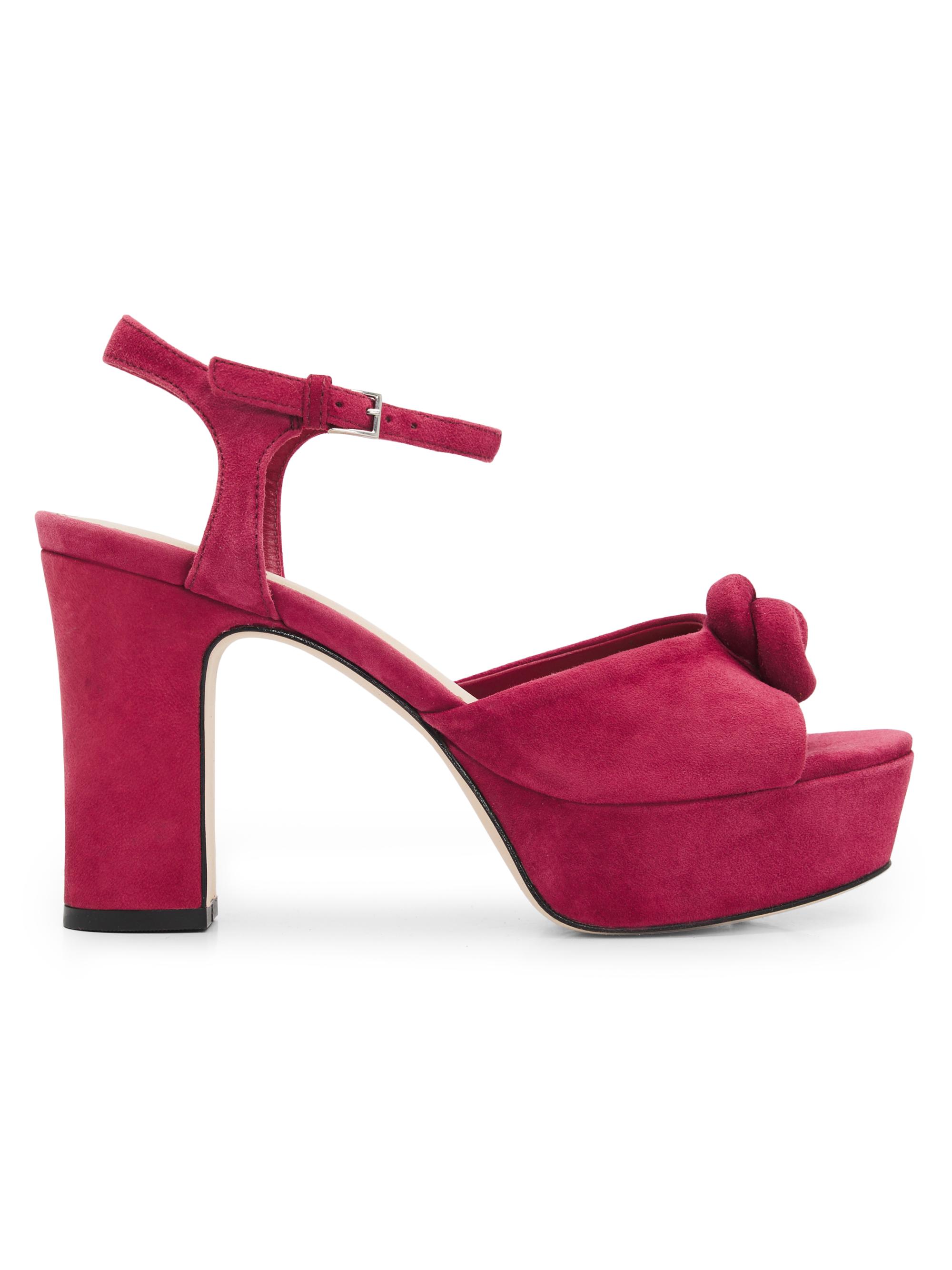 Cinq à Sept Women's Arianna 100MM Knot-Detail Suede Platform Sandals - Berry Wine | Thumbnail 7