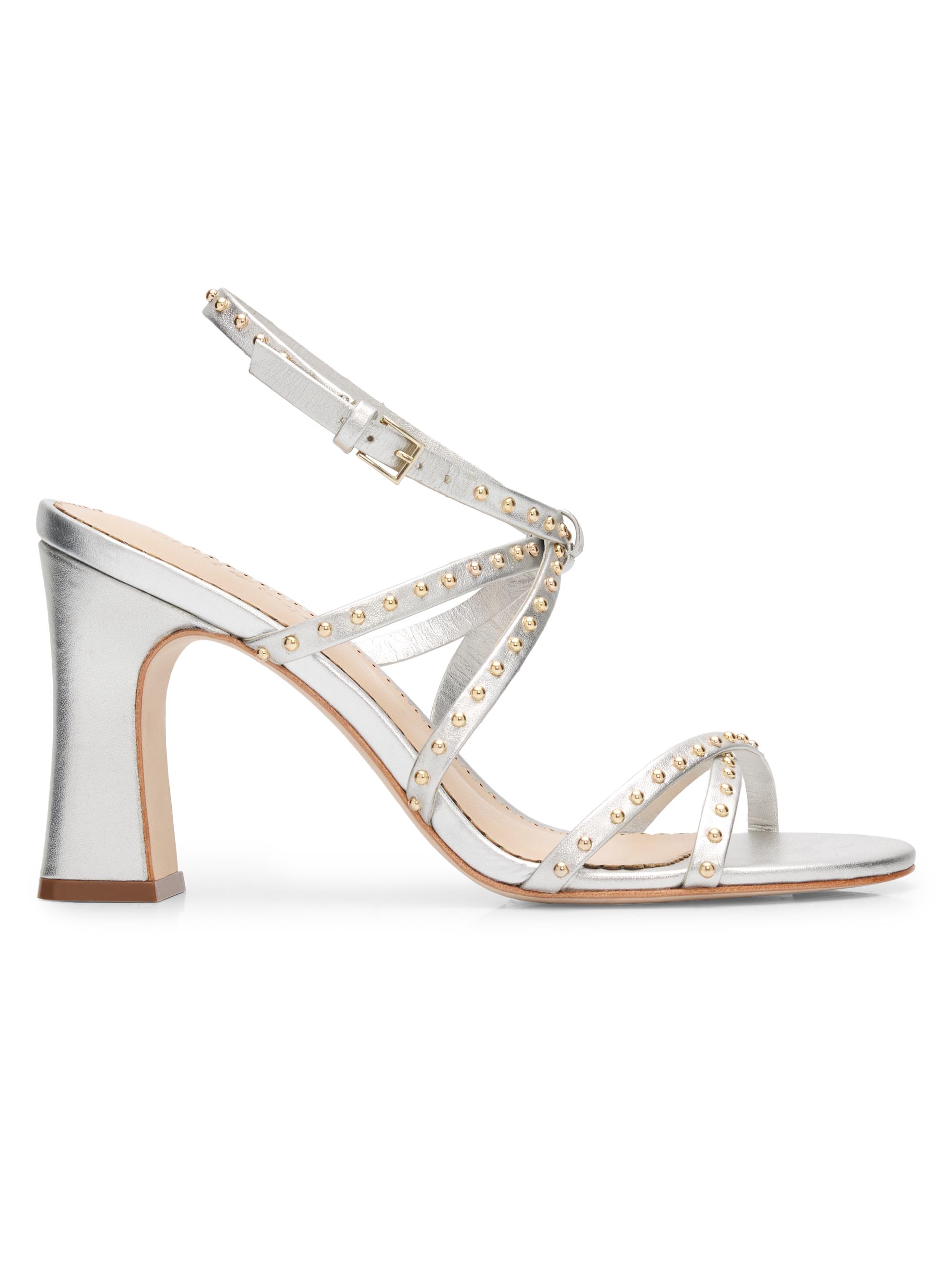 Cinq à Sept Women's Blair 95MM Studded Leather Sandals - Silver Gold | Thumbnail 7