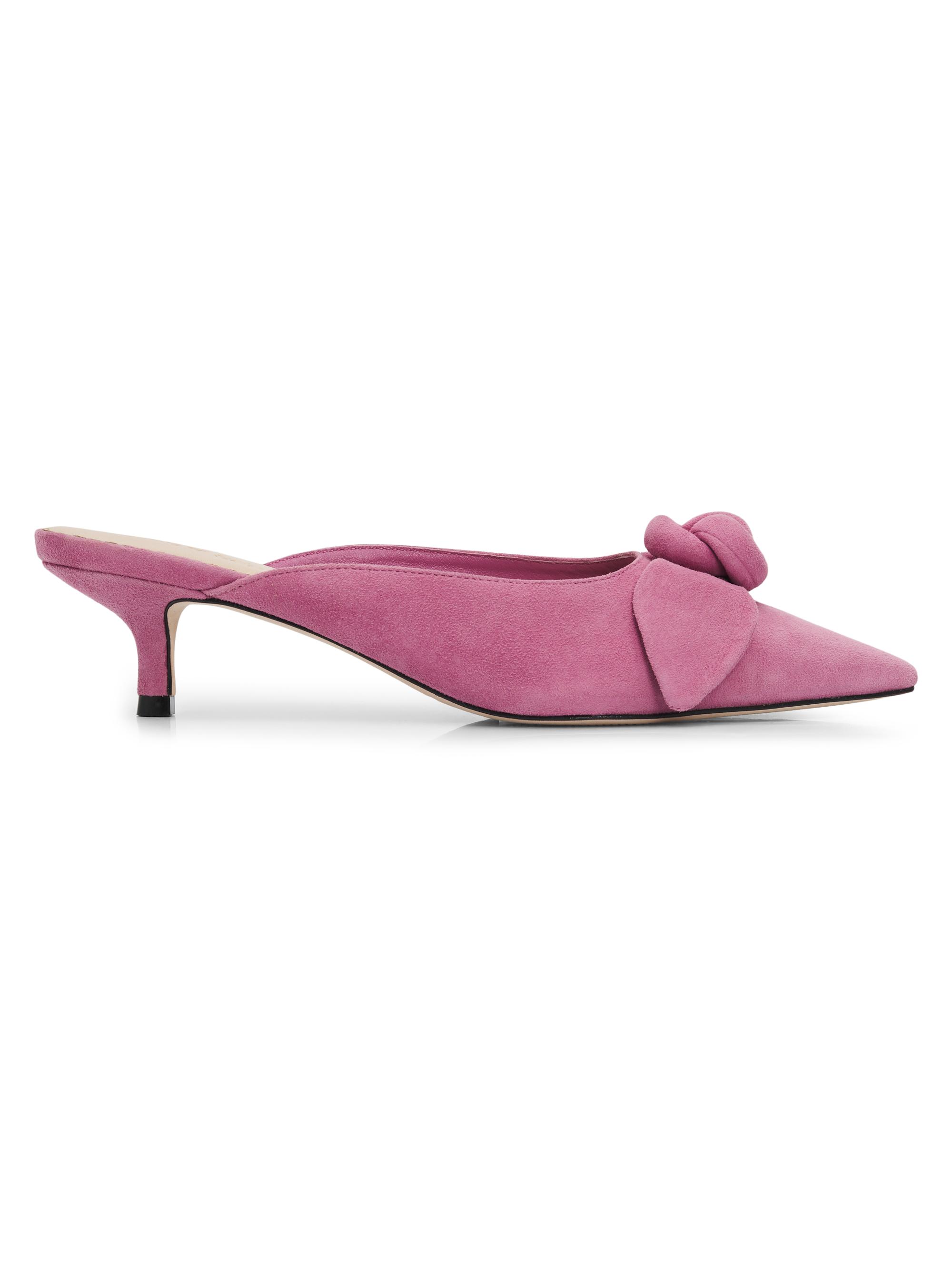Cinq à Sept Women's Layla 50MM Knotted-Rose Suede Kitten-Heel Mules - Smoky Lilac | Thumbnail 7