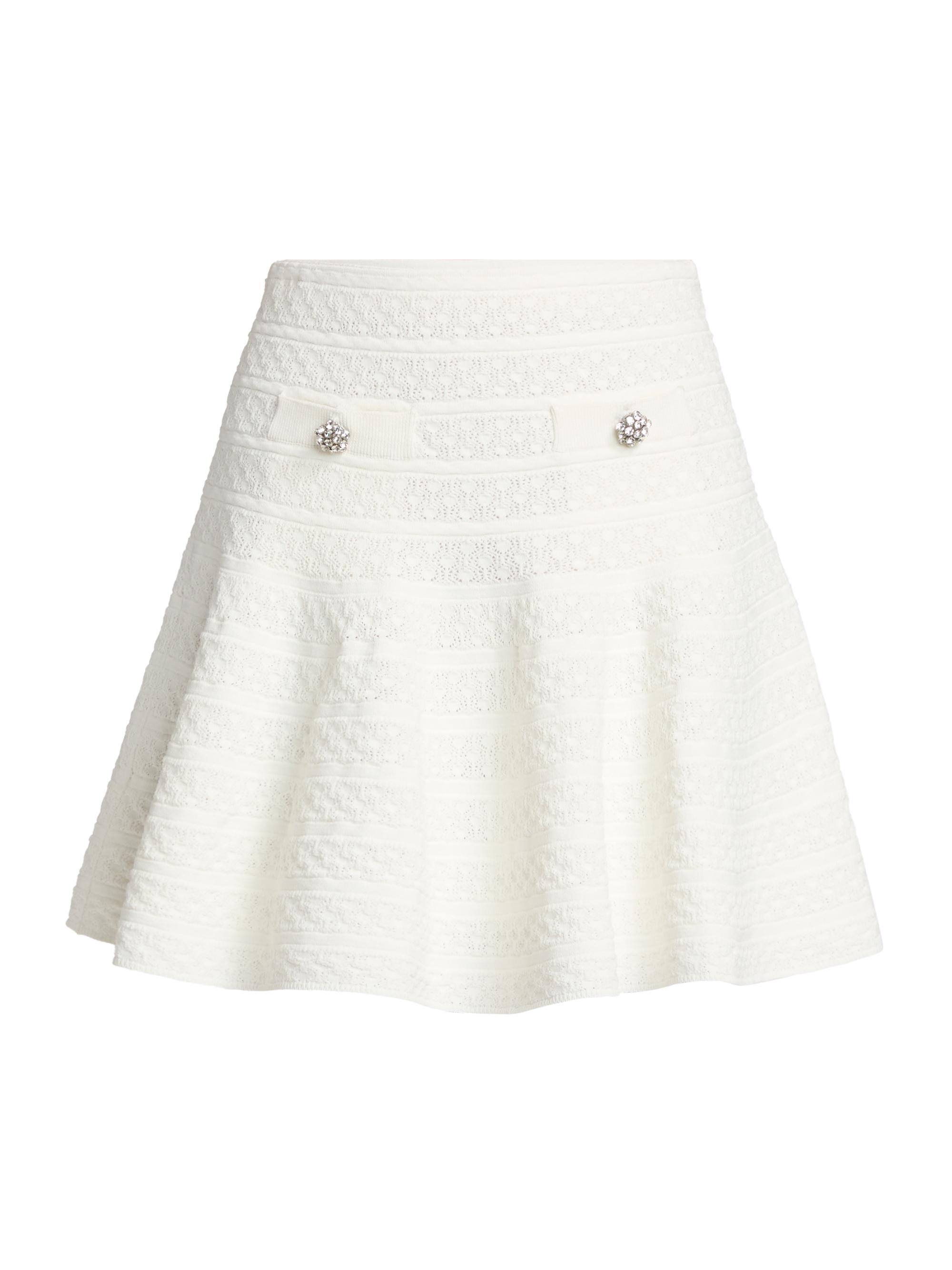 Self-Portrait Women's Pointelle-Knit Skater Miniskirt - White