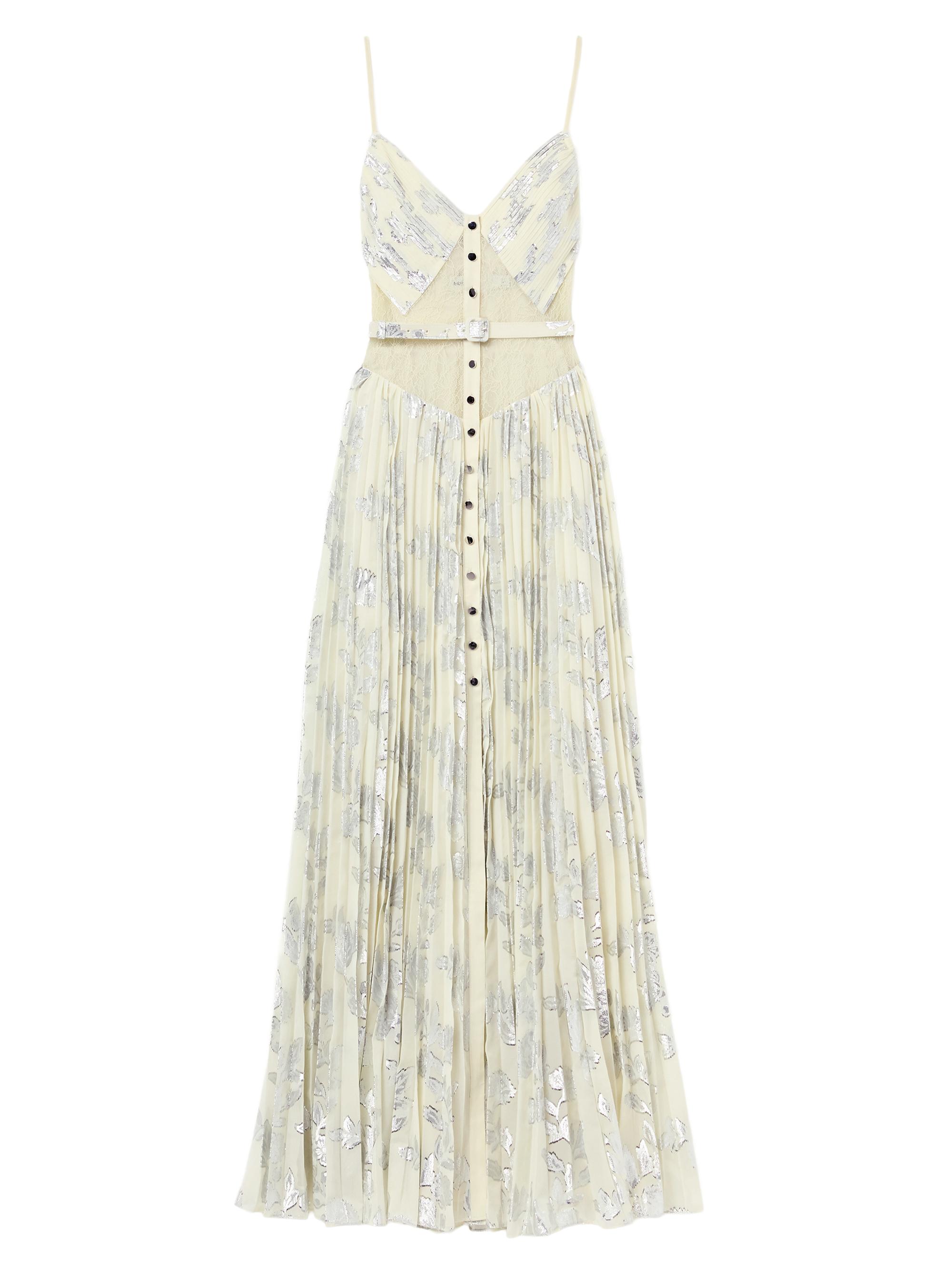 Self-Portrait Women's Metallic Chiffon Maxi Dress - Yellow